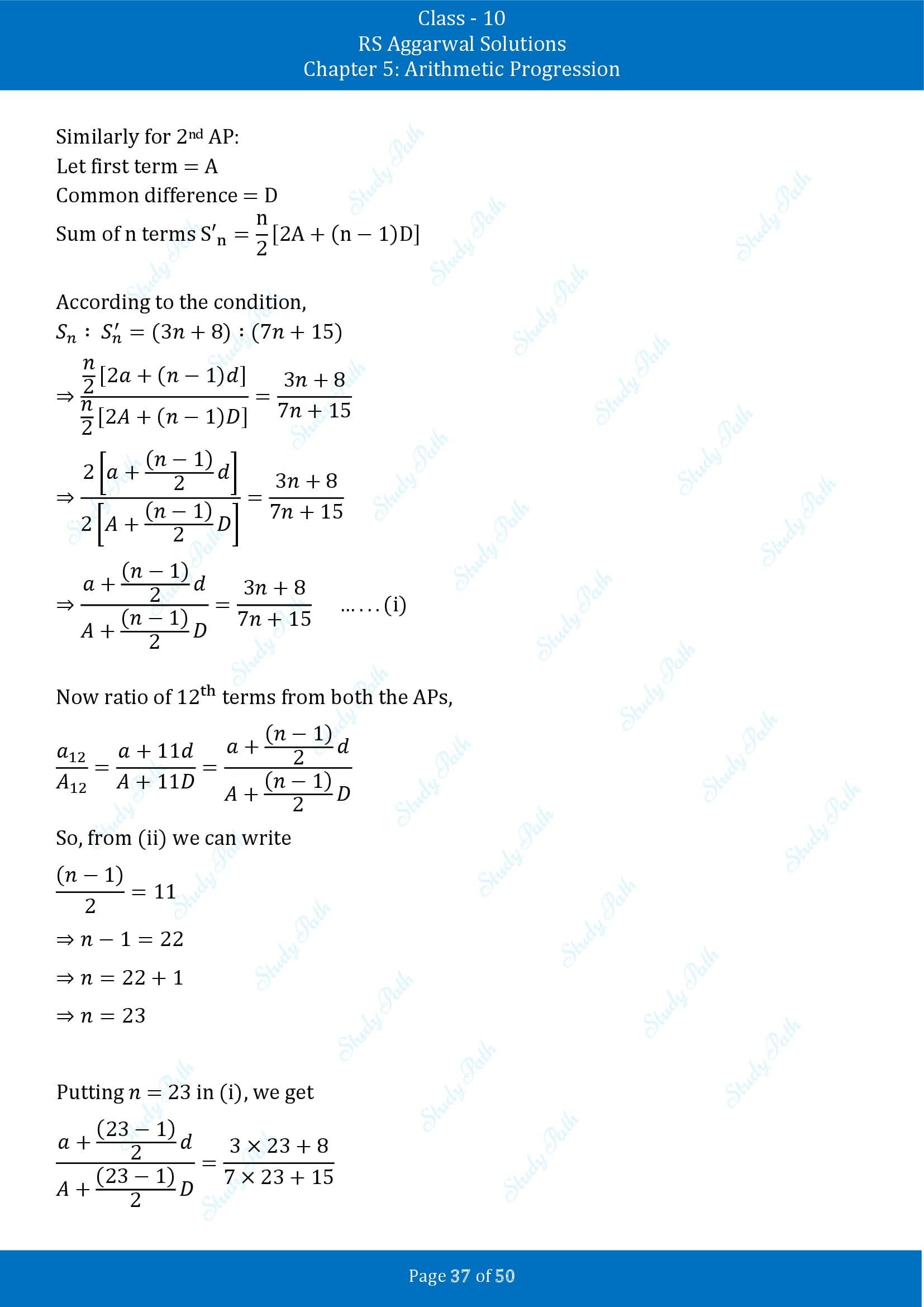 RS Aggarwal Solutions for Class 10 Chapter 5 Arithmetic Progression Exercise 5C 00037