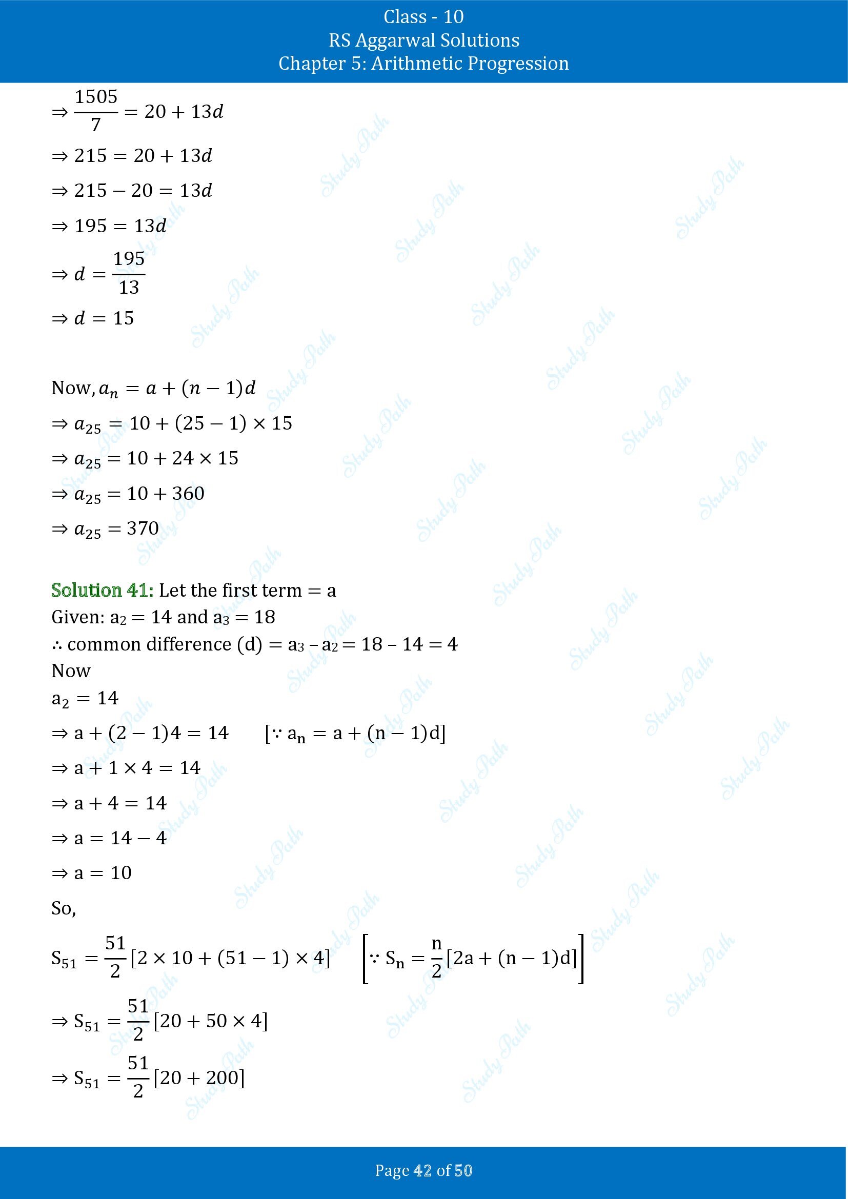 RS Aggarwal Solutions for Class 10 Chapter 5 Arithmetic Progression Exercise 5C 00042