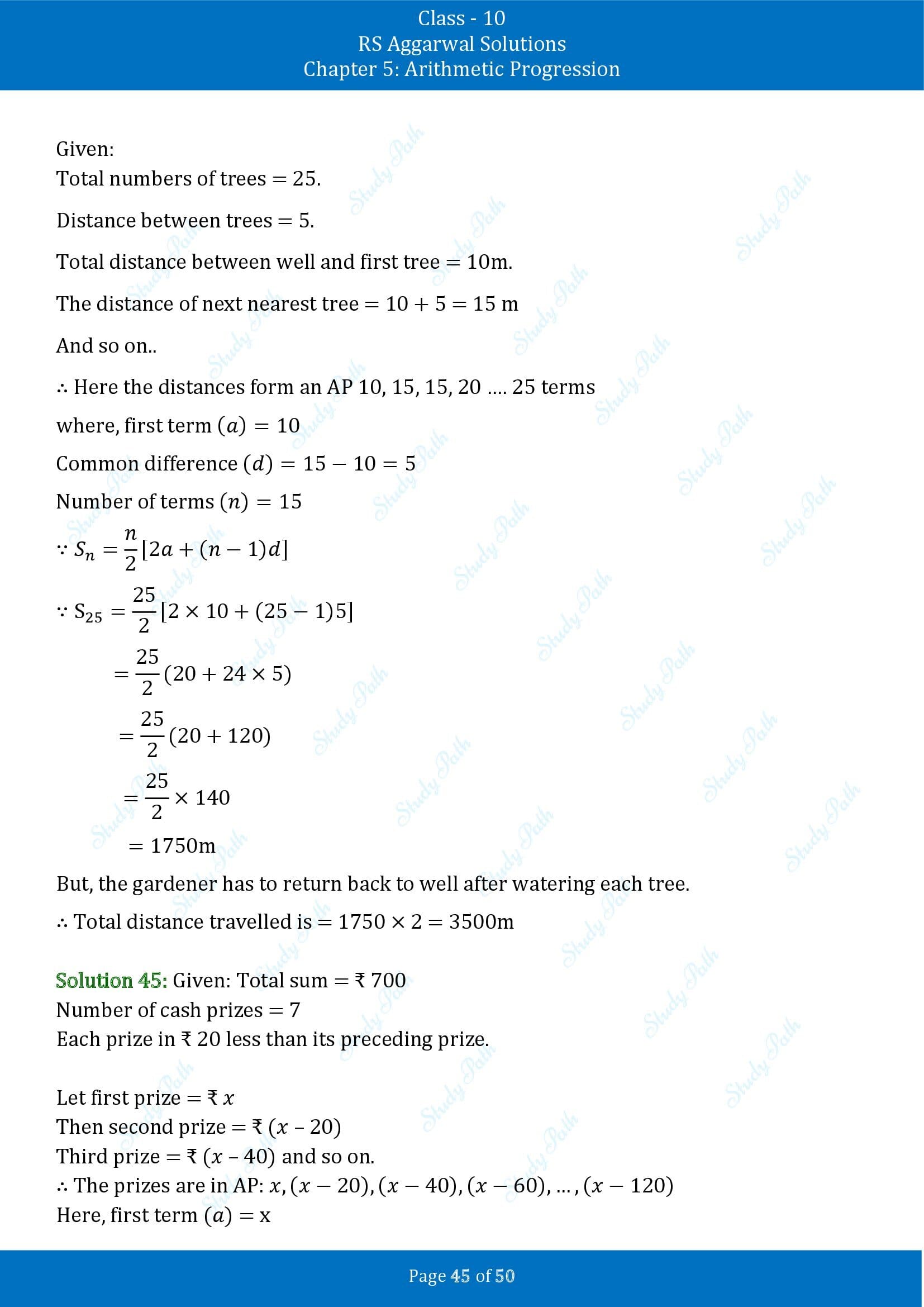 RS Aggarwal Solutions for Class 10 Chapter 5 Arithmetic Progression Exercise 5C 00045