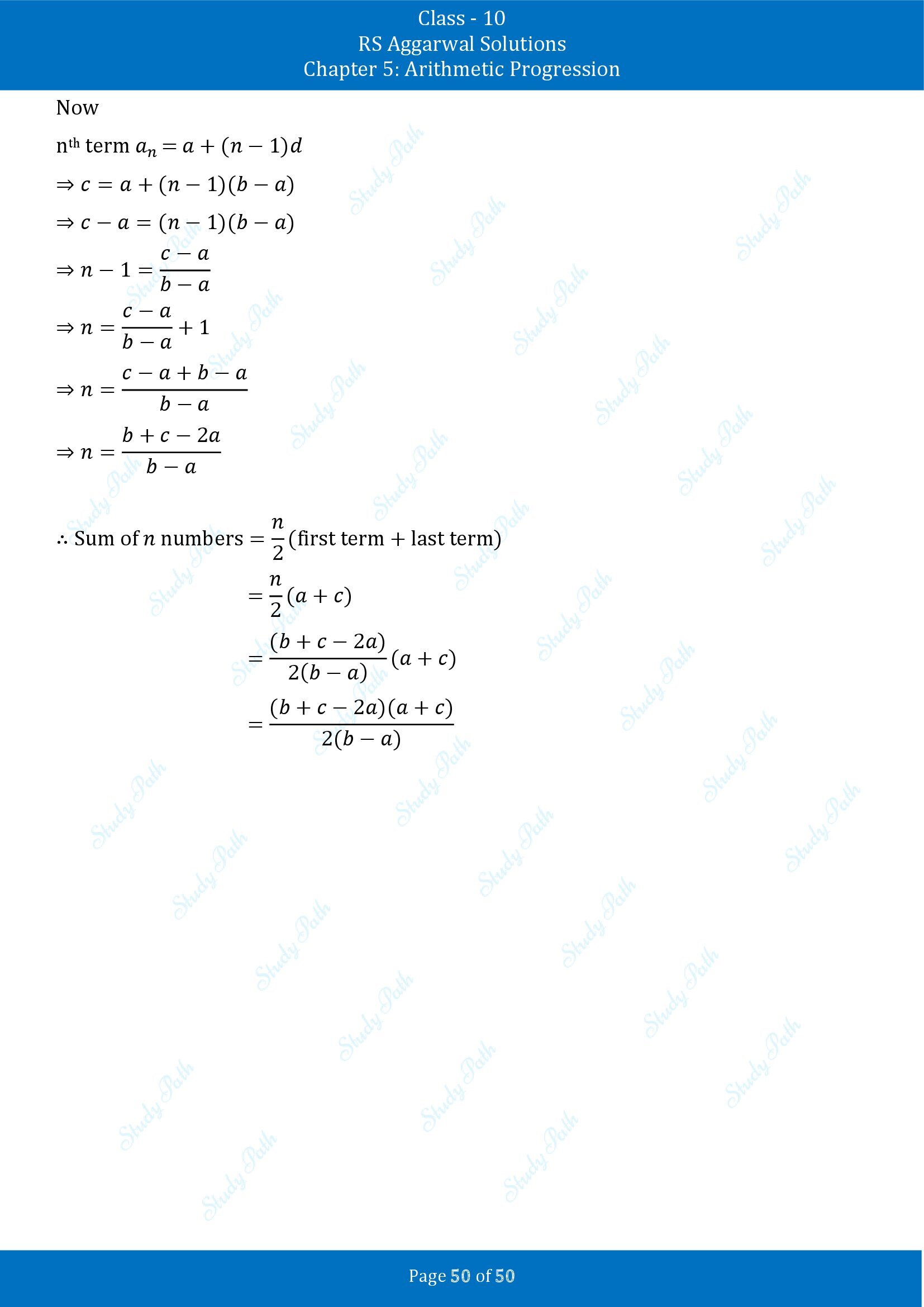 RS Aggarwal Solutions for Class 10 Chapter 5 Arithmetic Progression Exercise 5C 00050