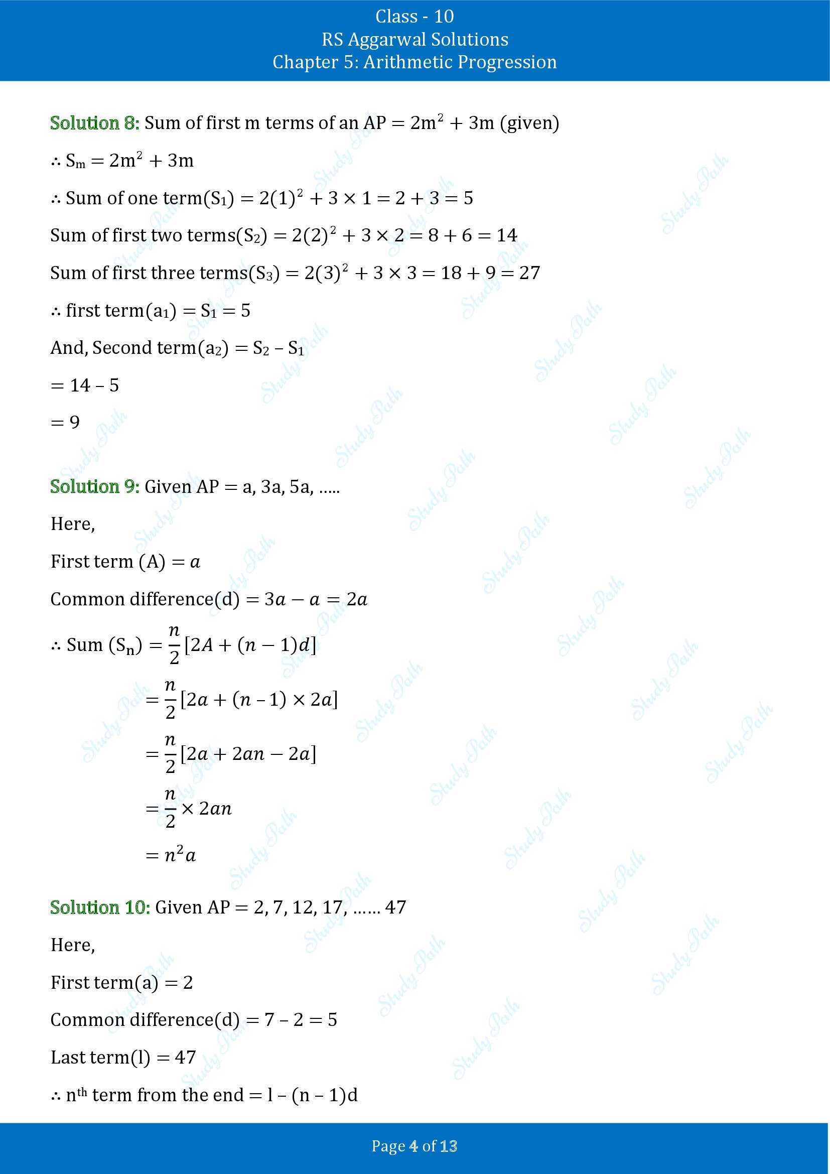 RS Aggarwal Solutions for Class 10 Chapter 5 Arithmetic Progression Exercise 5D 00004