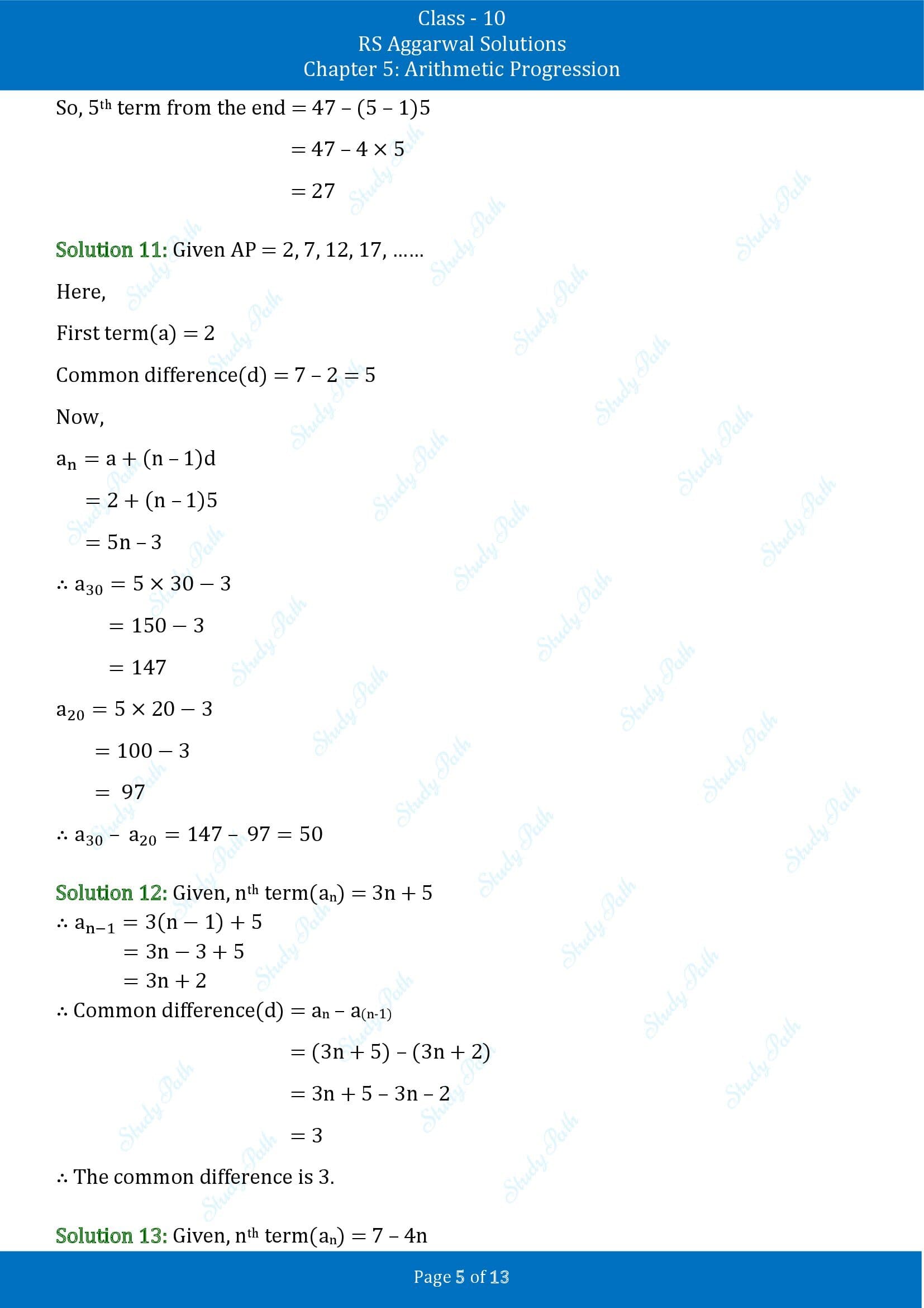 RS Aggarwal Solutions for Class 10 Chapter 5 Arithmetic Progression Exercise 5D 00005