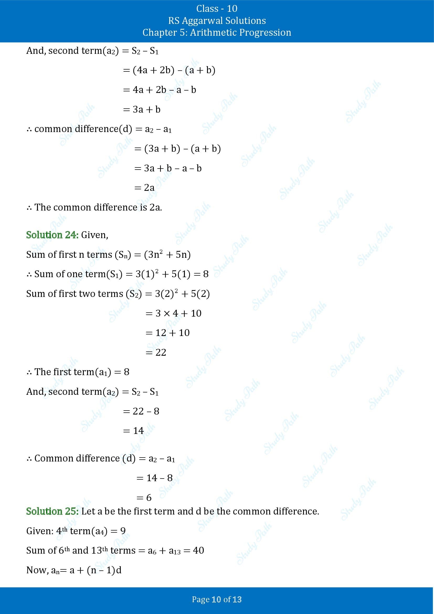 RS Aggarwal Solutions for Class 10 Chapter 5 Arithmetic Progression Exercise 5D 00010