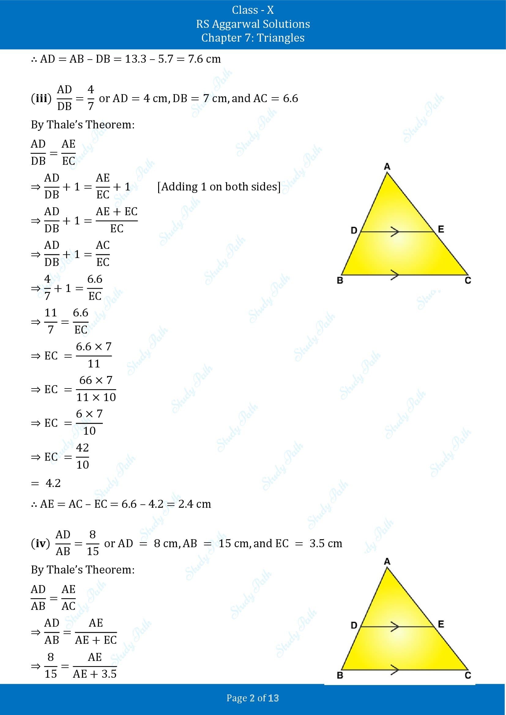 RS Aggarwal Solutions for Class 10 Chapter 7 Triangles Exercise 7A 00002