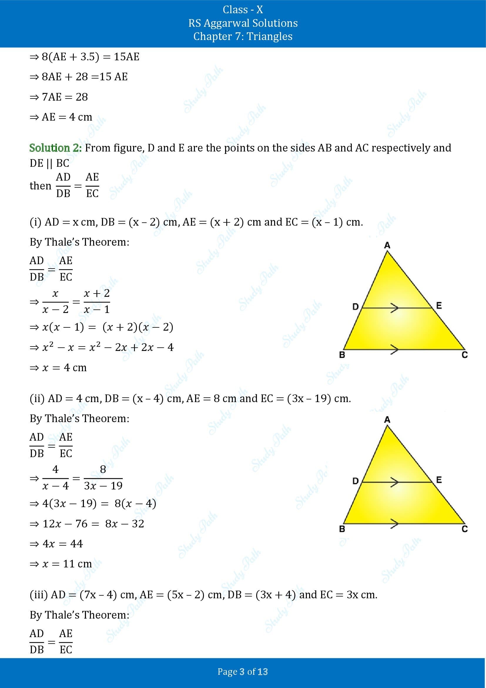 RS Aggarwal Solutions for Class 10 Chapter 7 Triangles Exercise 7A 00003