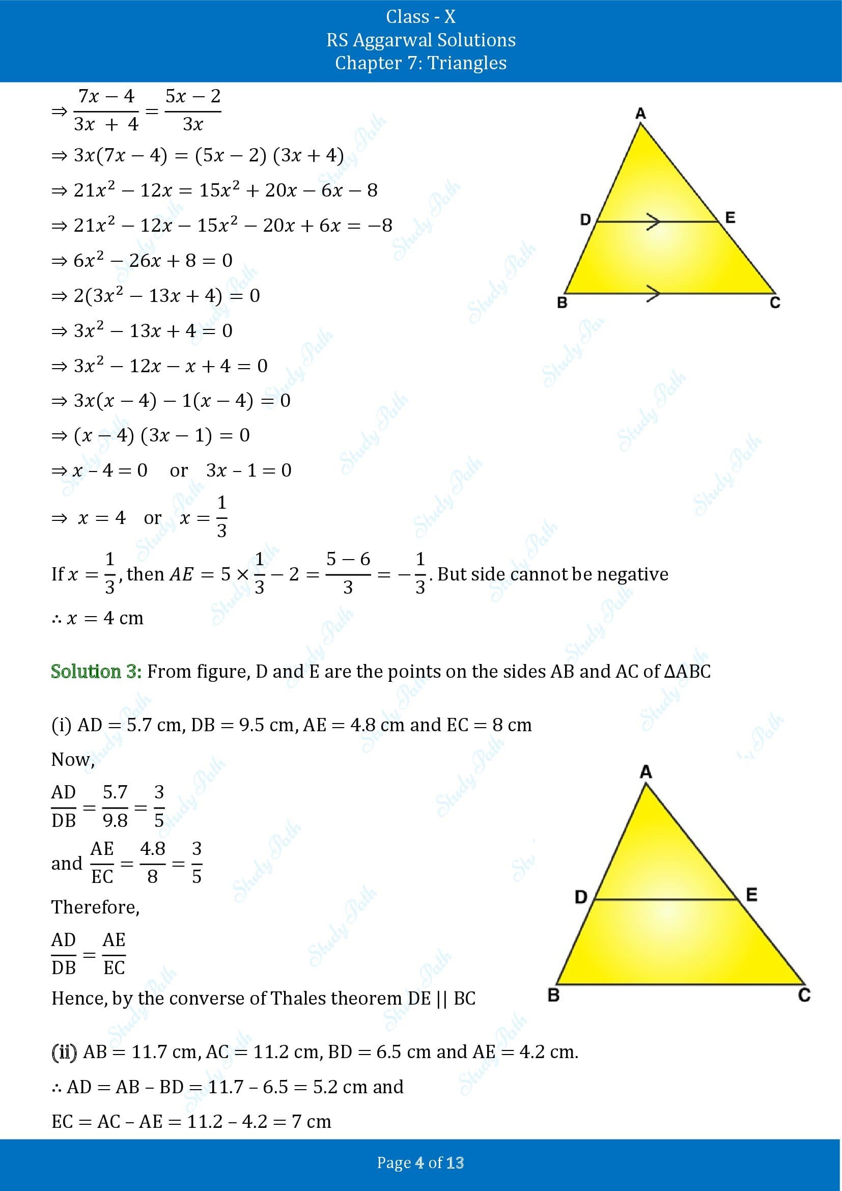 RS Aggarwal Solutions for Class 10 Chapter 7 Triangles Exercise 7A 00004