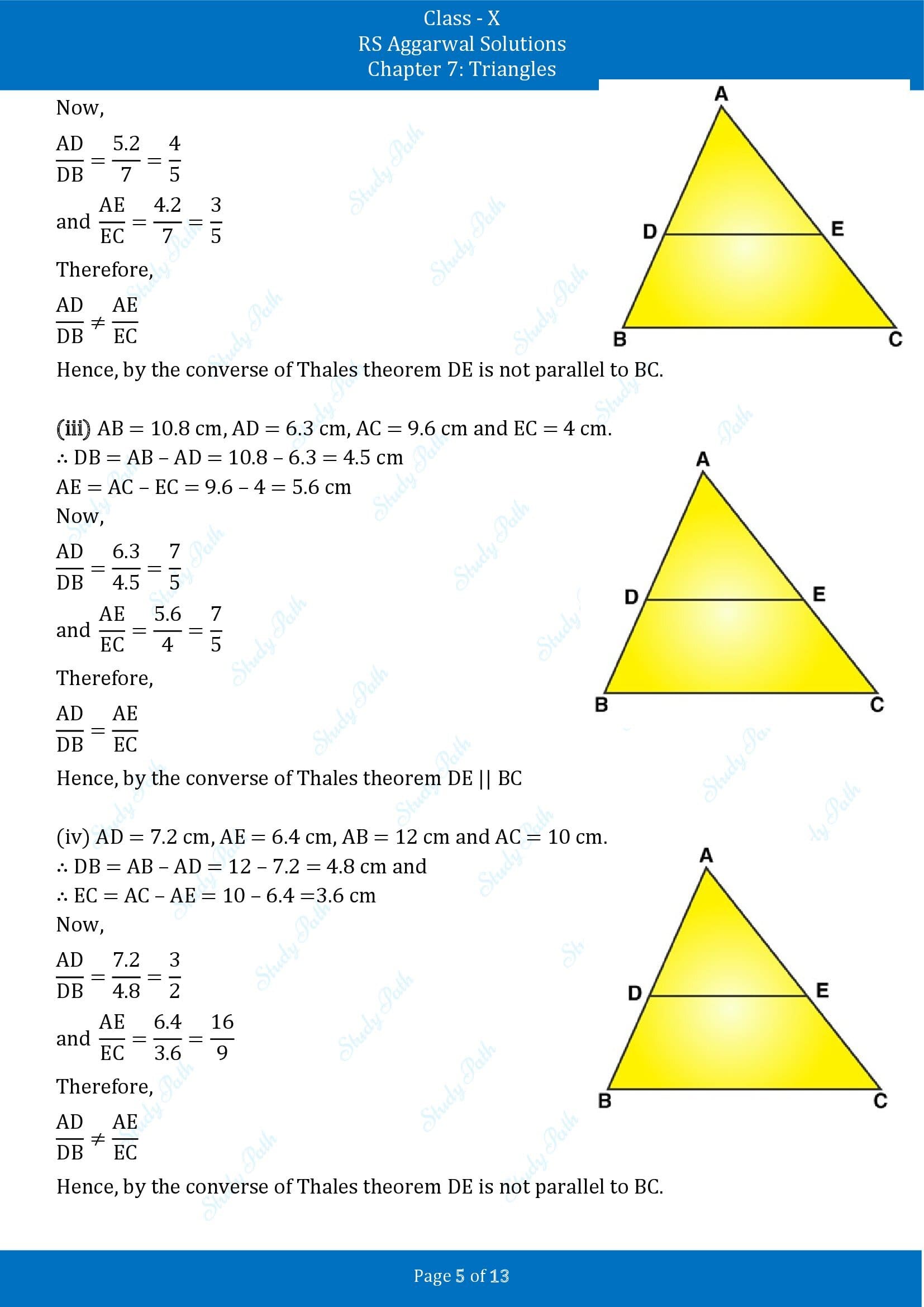 RS Aggarwal Solutions for Class 10 Chapter 7 Triangles Exercise 7A 00005