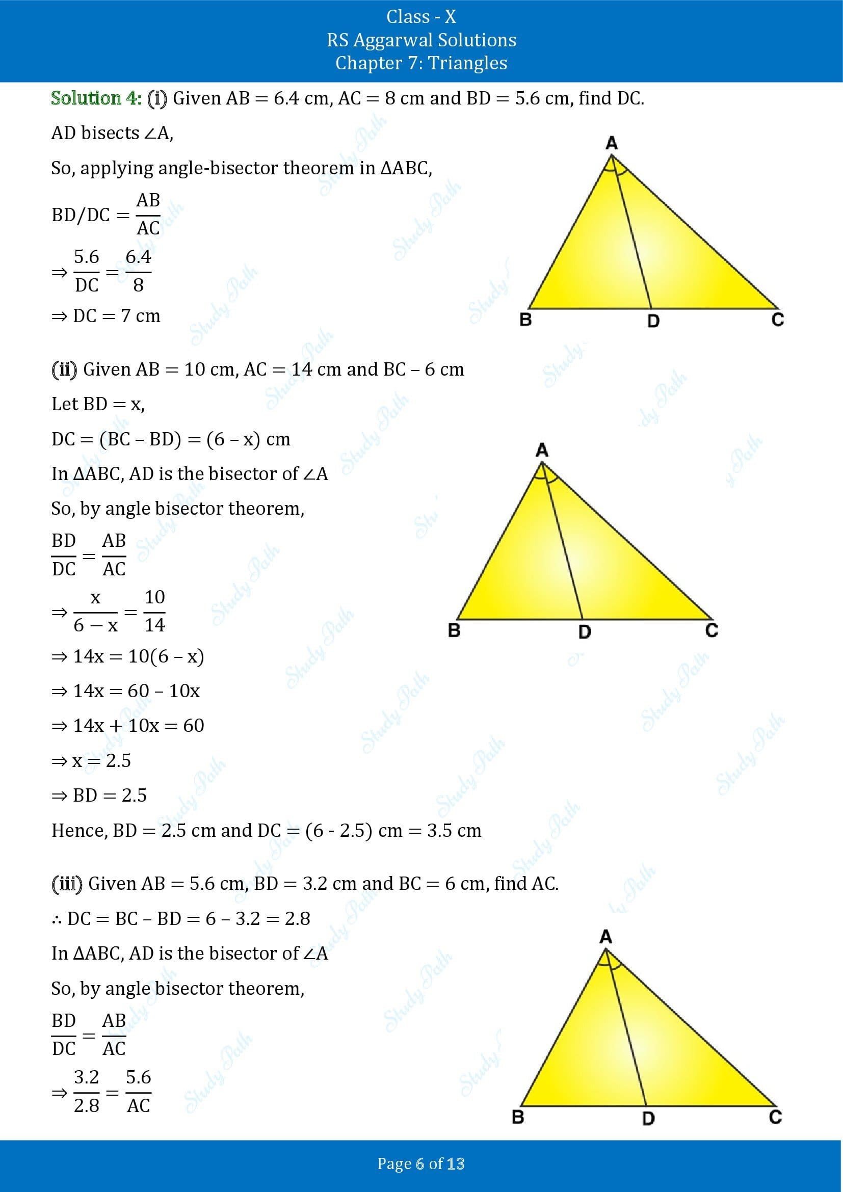 RS Aggarwal Solutions for Class 10 Chapter 7 Triangles Exercise 7A 00006