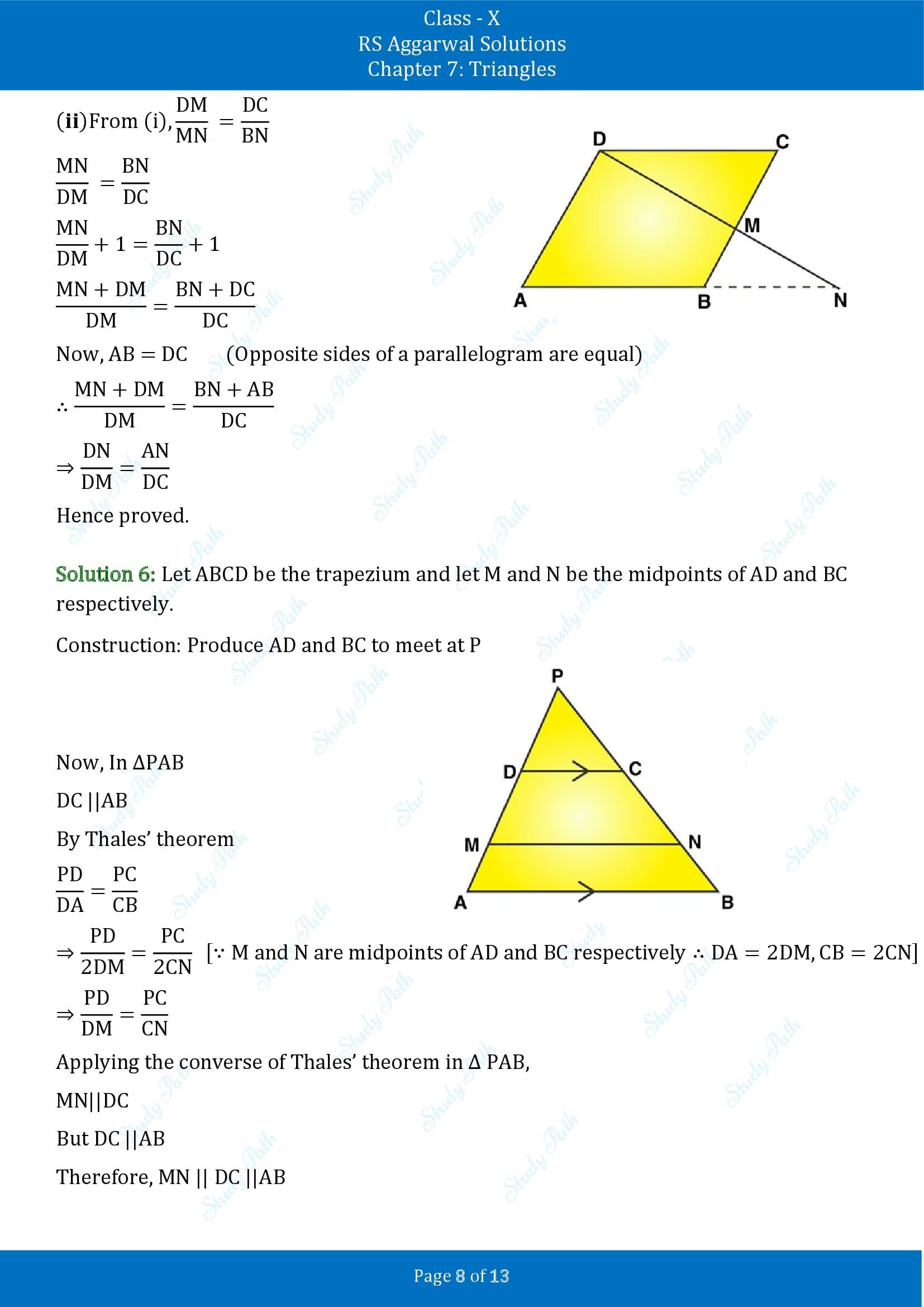 RS Aggarwal Solutions for Class 10 Chapter 7 Triangles Exercise 7A 00008