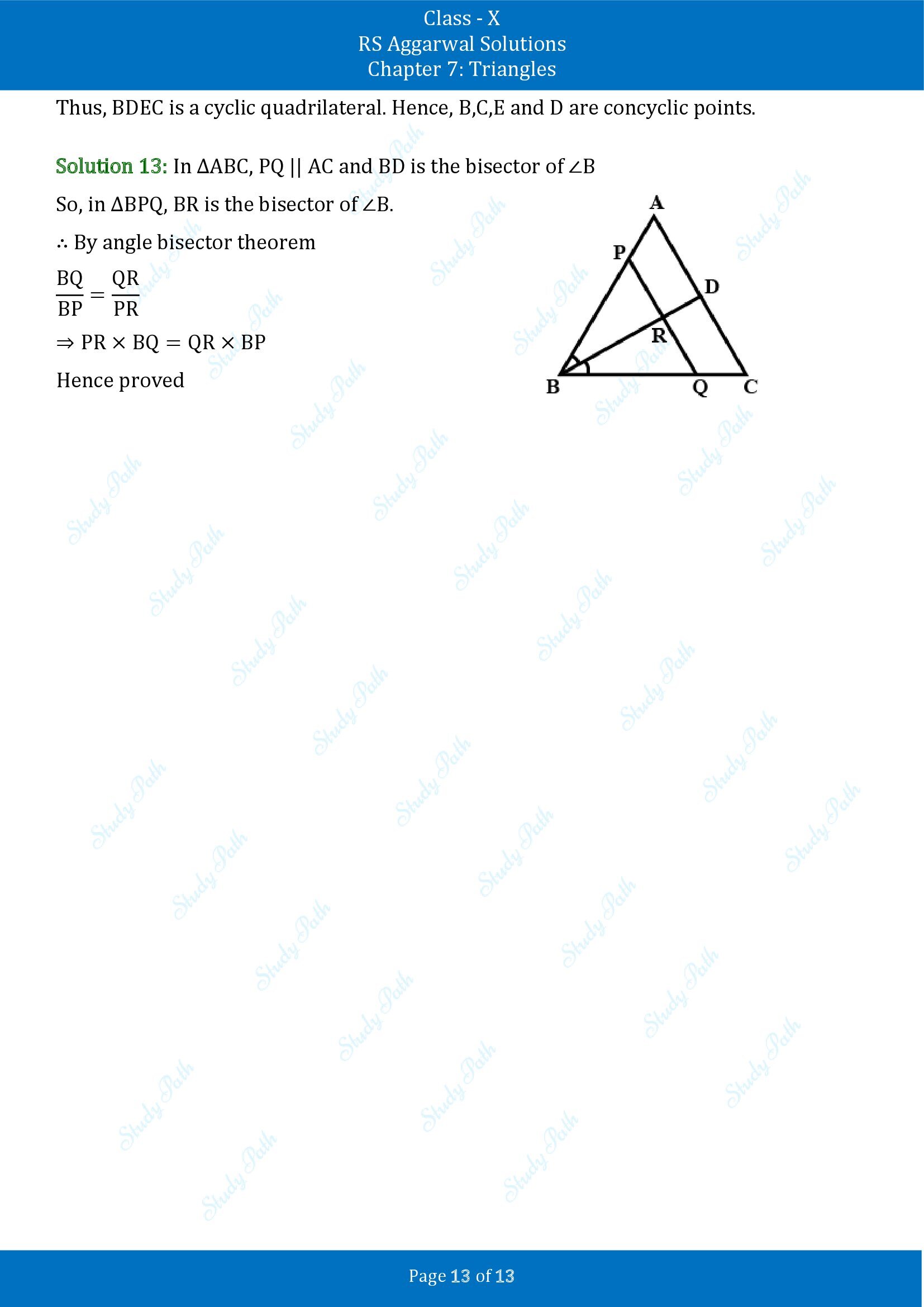 RS Aggarwal Solutions for Class 10 Chapter 7 Triangles Exercise 7A 00013