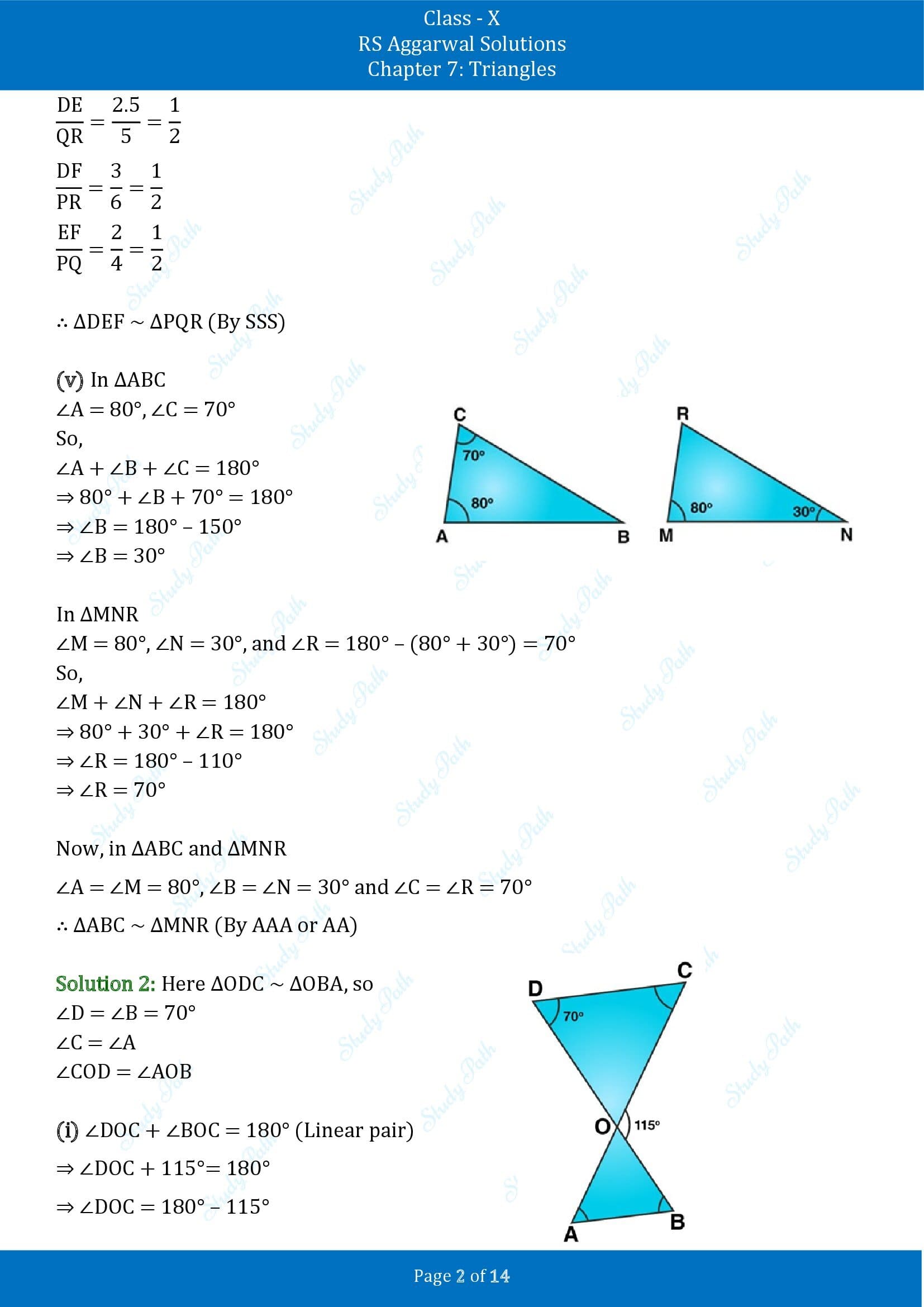 RS Aggarwal Solutions for Class 10 Chapter 7 Triangles Exercise 7B 00002