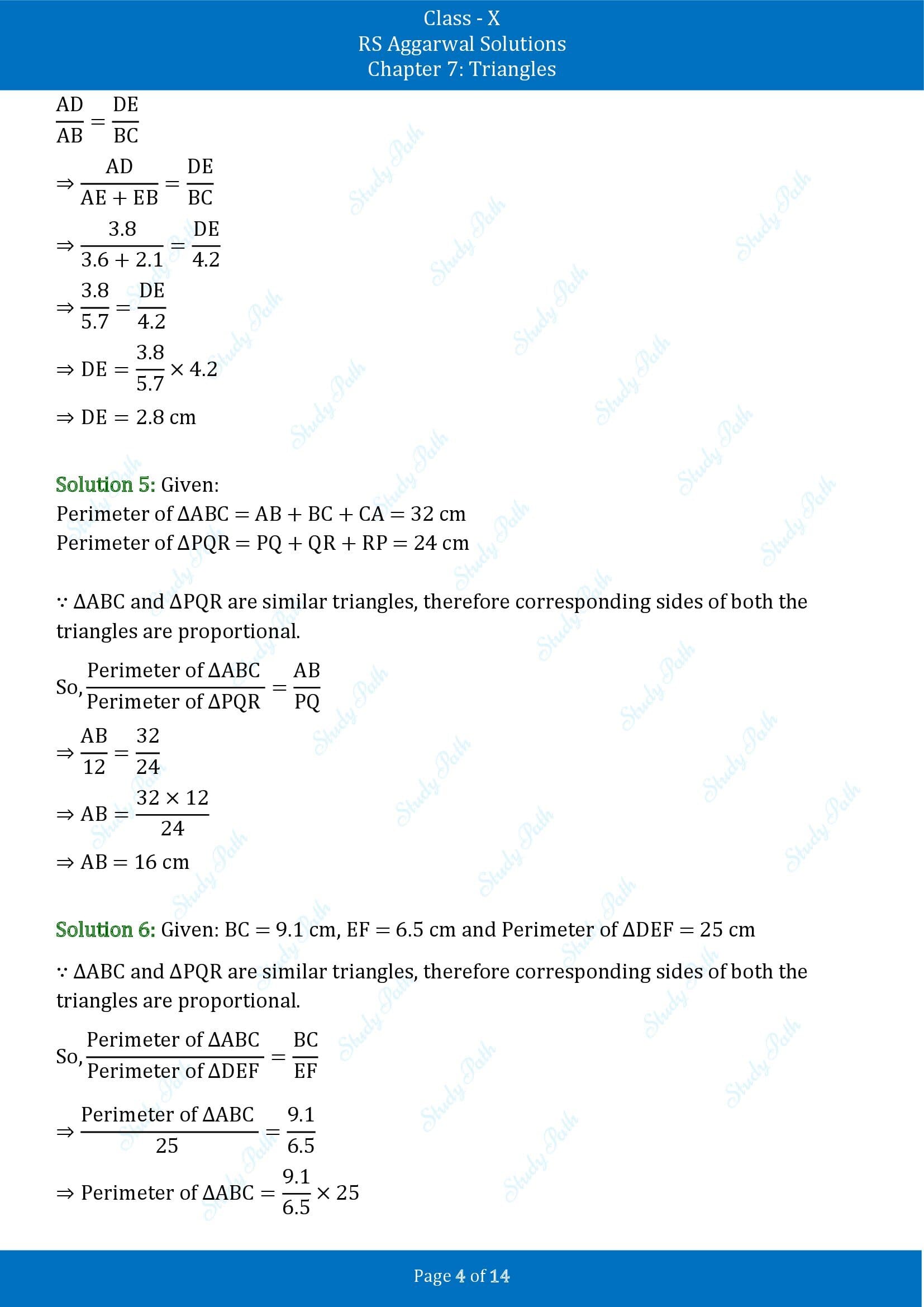 RS Aggarwal Solutions for Class 10 Chapter 7 Triangles Exercise 7B 00004