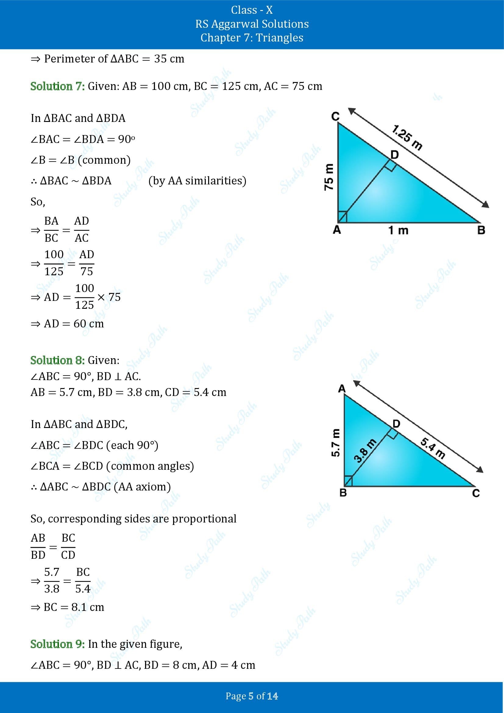 RS Aggarwal Solutions for Class 10 Chapter 7 Triangles Exercise 7B 00005