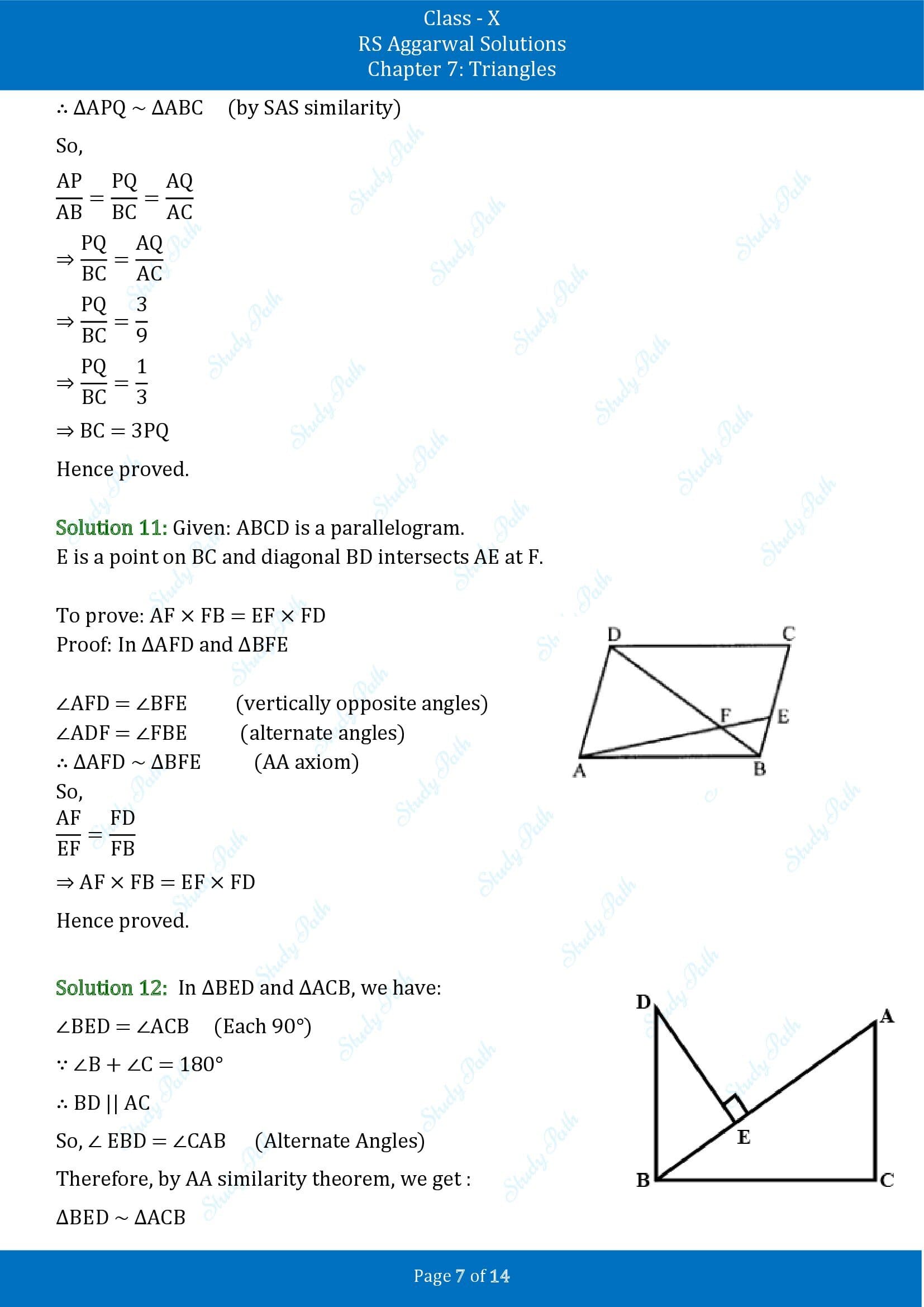 RS Aggarwal Solutions for Class 10 Chapter 7 Triangles Exercise 7B 00007