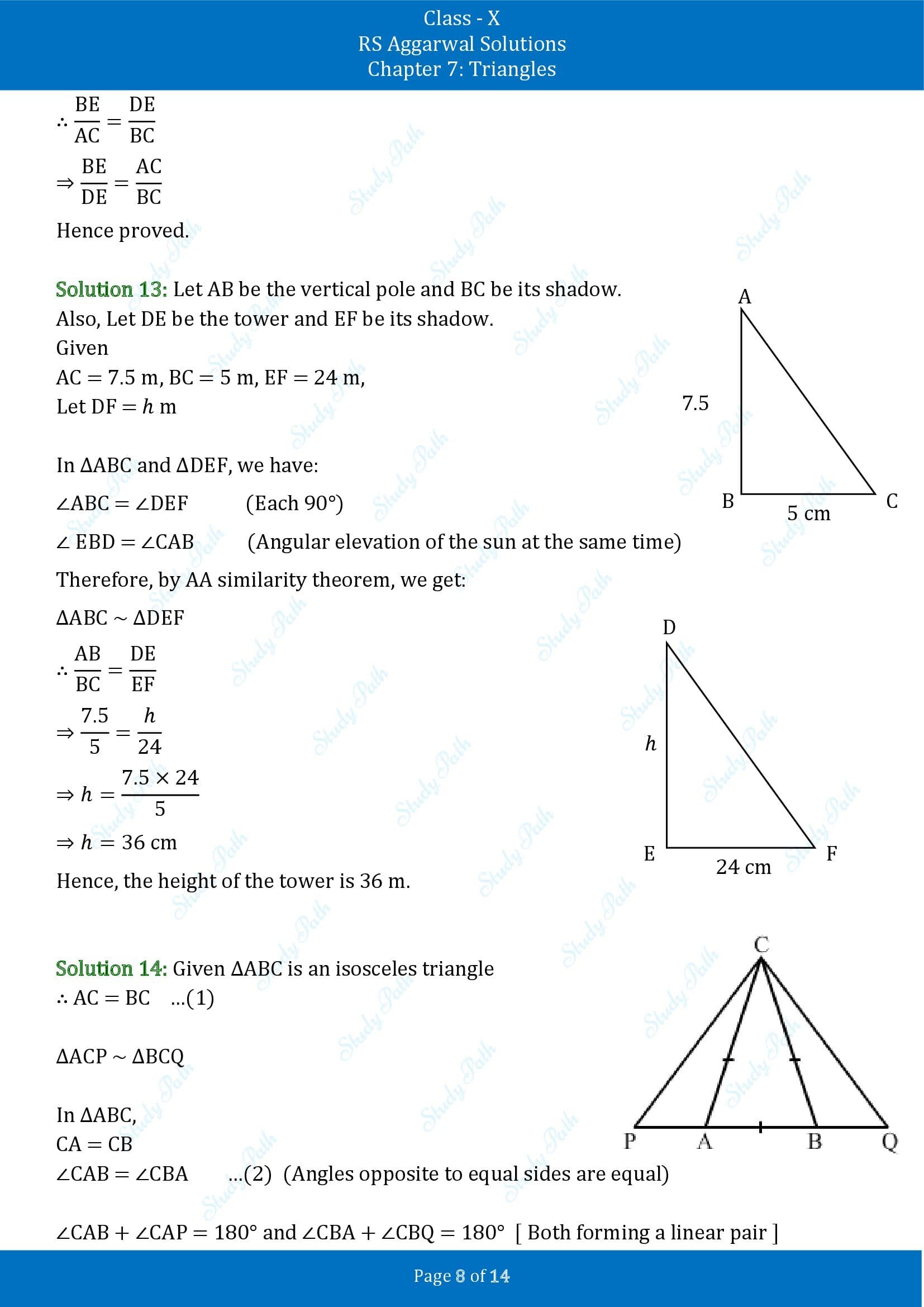 RS Aggarwal Solutions for Class 10 Chapter 7 Triangles Exercise 7B 00008