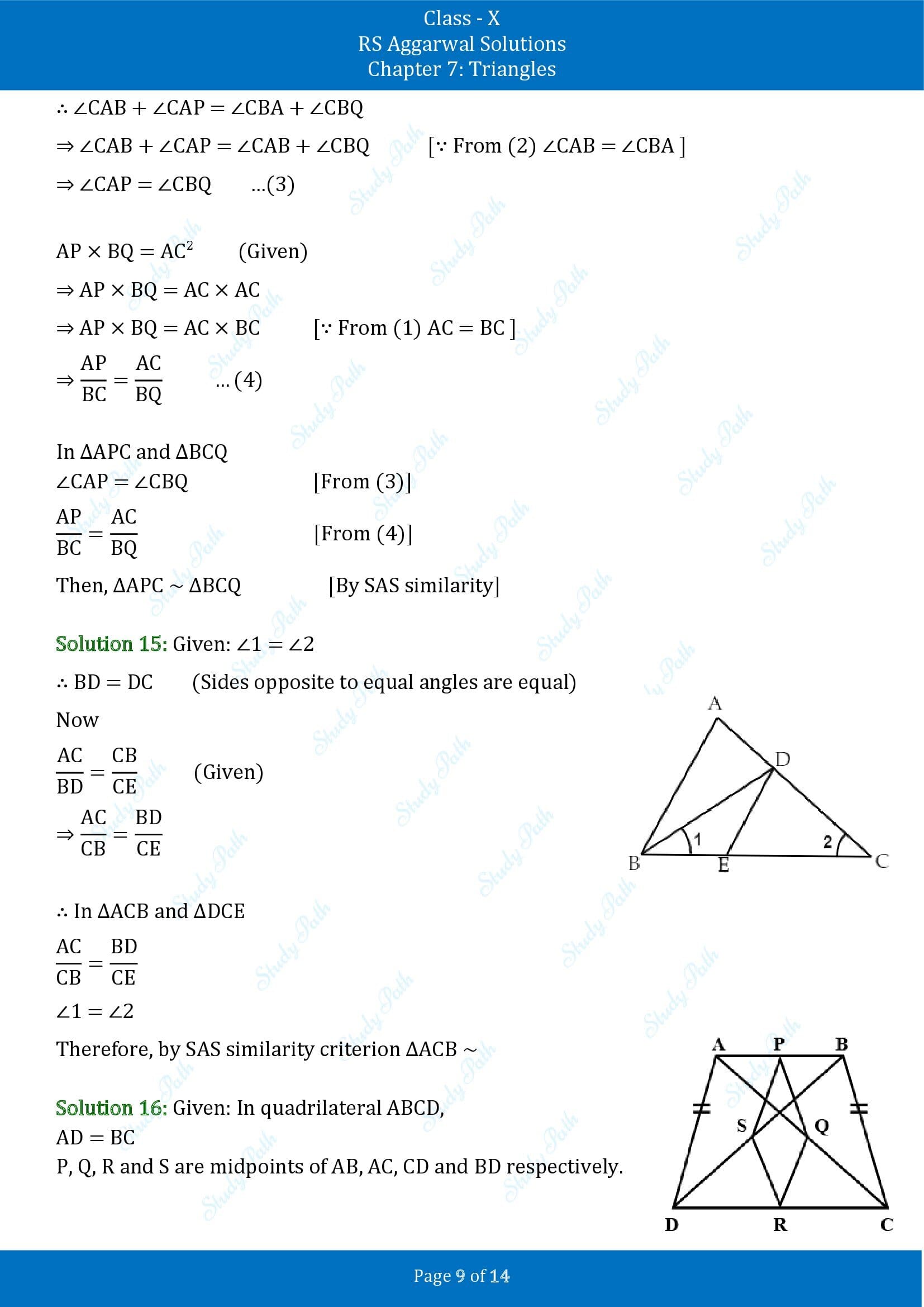 RS Aggarwal Solutions for Class 10 Chapter 7 Triangles Exercise 7B 00009