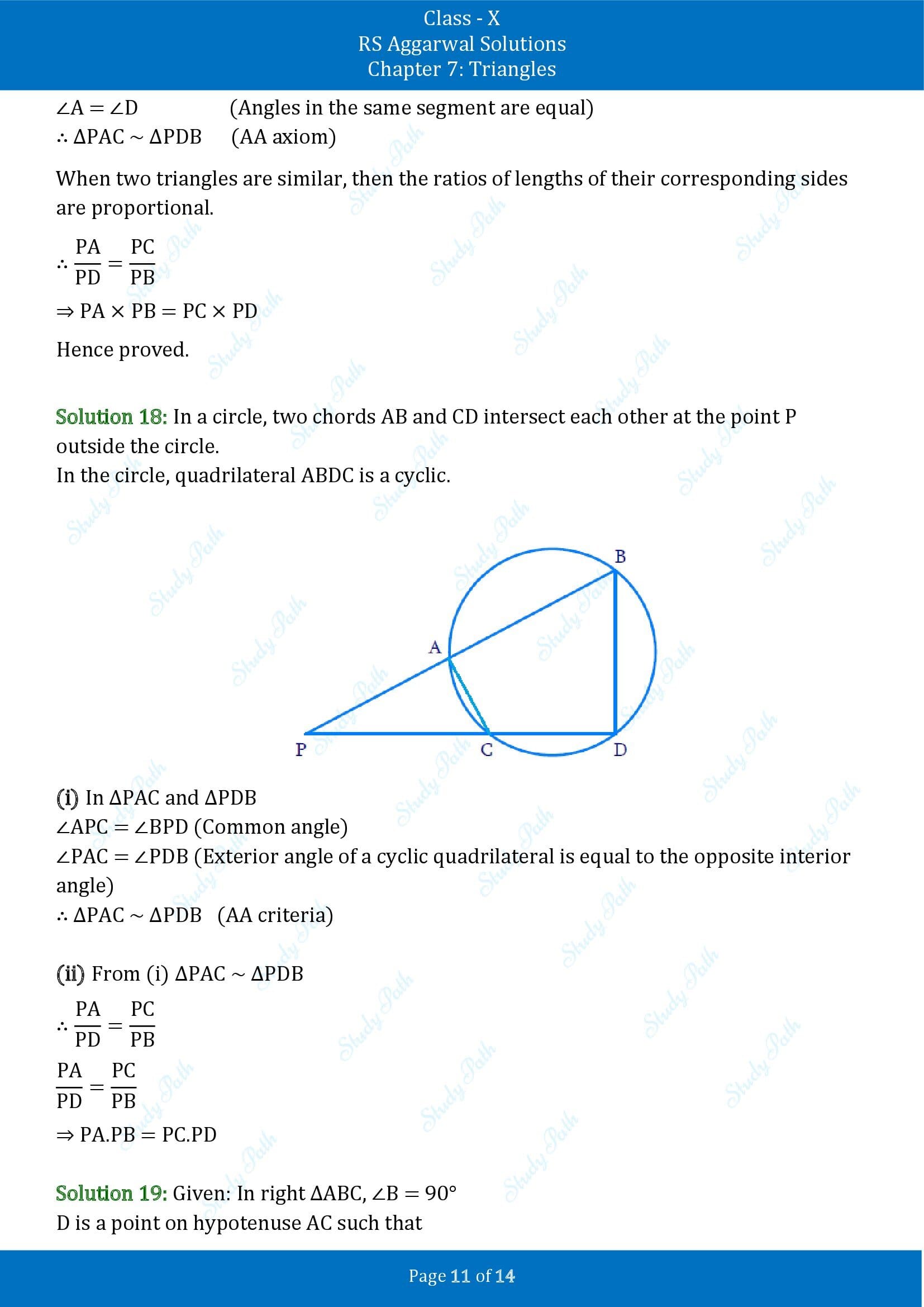 RS Aggarwal Solutions for Class 10 Chapter 7 Triangles Exercise 7B 00011