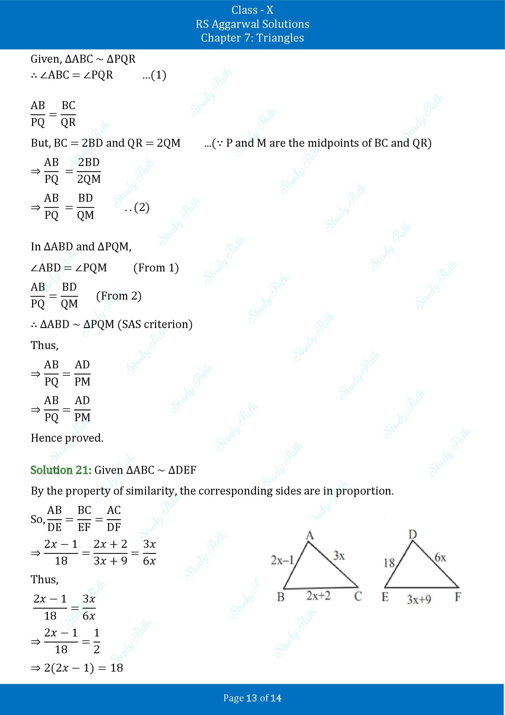 RS Aggarwal Solutions for Class 10 Chapter 7 Triangles Exercise 7B 00013