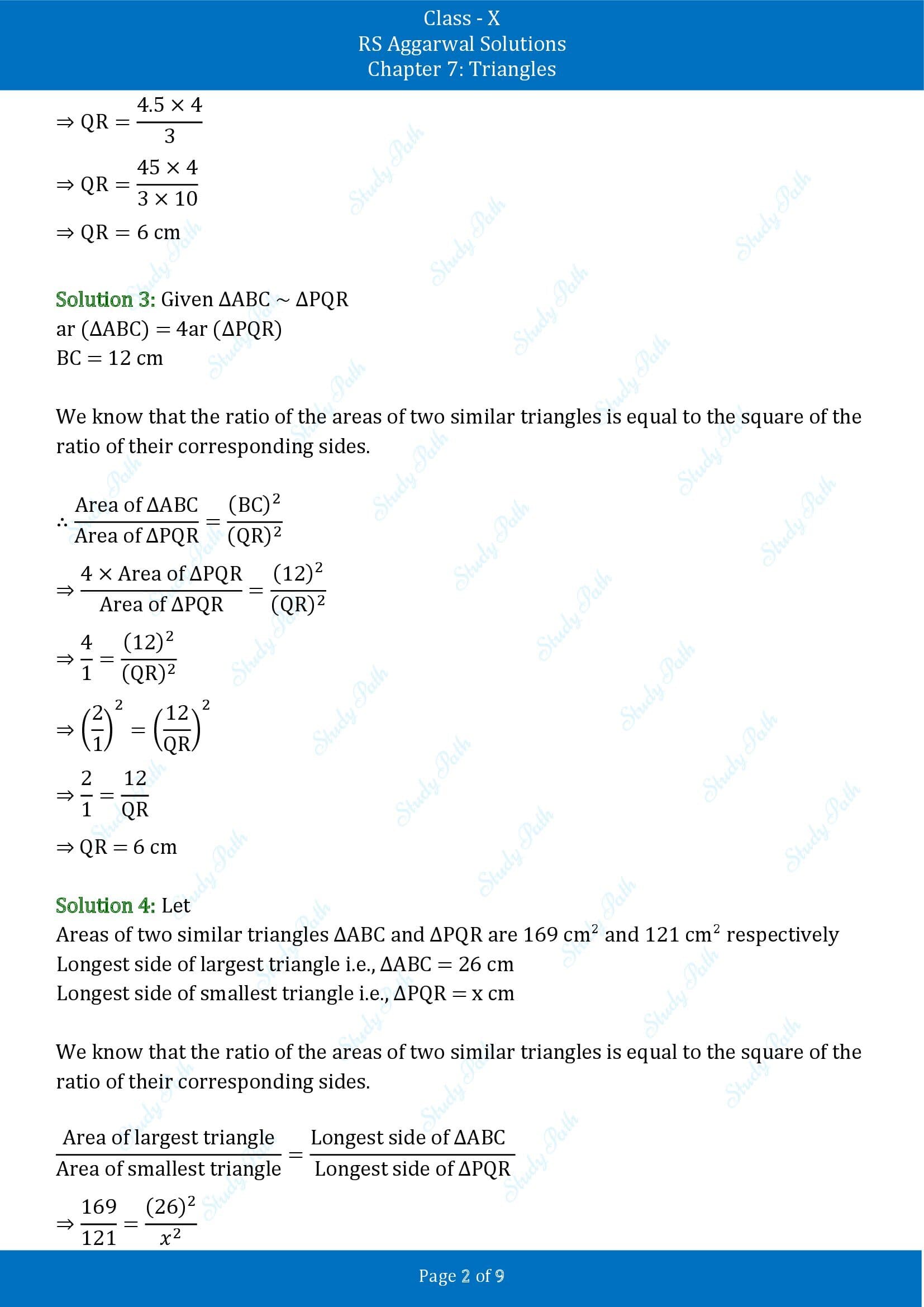 RS Aggarwal Solutions for Class 10 Chapter 7 Triangles Exercise 7C 00002