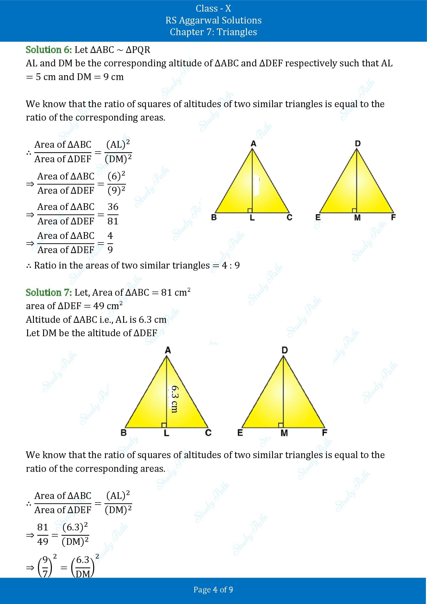 RS Aggarwal Solutions for Class 10 Chapter 7 Triangles Exercise 7C 00004