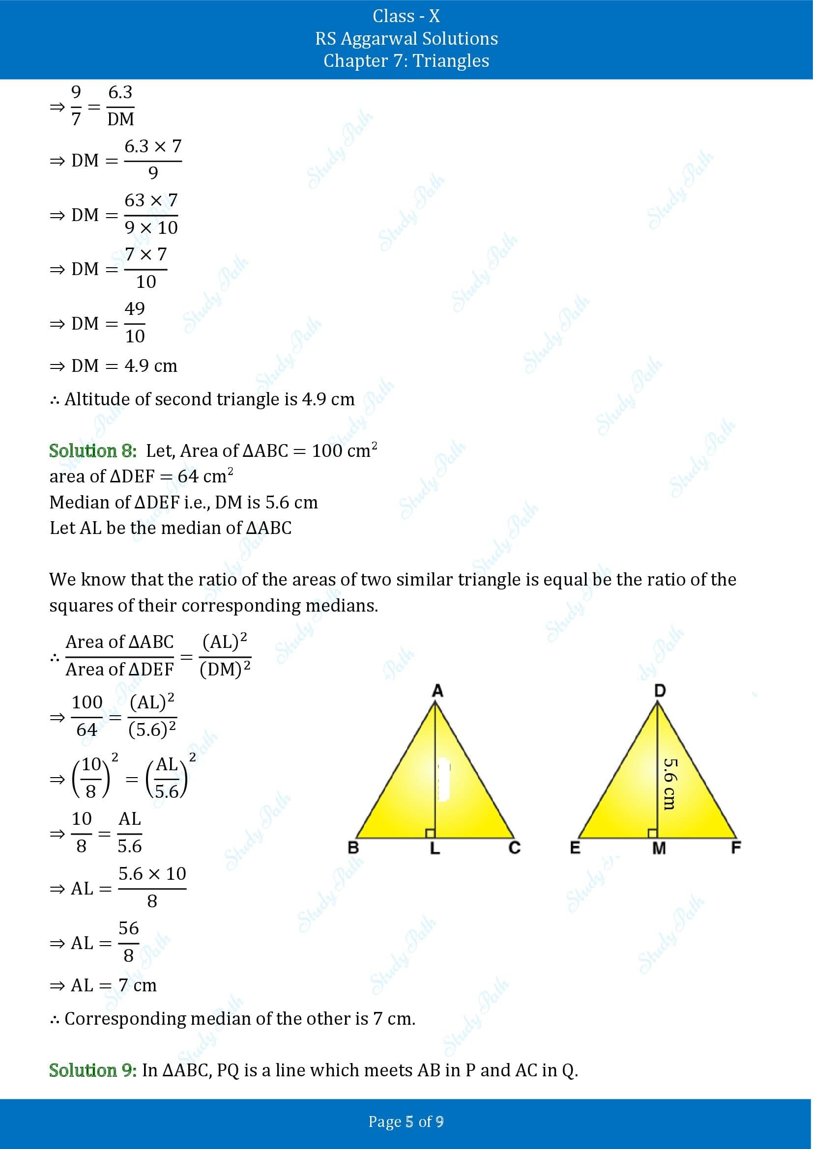 RS Aggarwal Solutions for Class 10 Chapter 7 Triangles Exercise 7C 00005