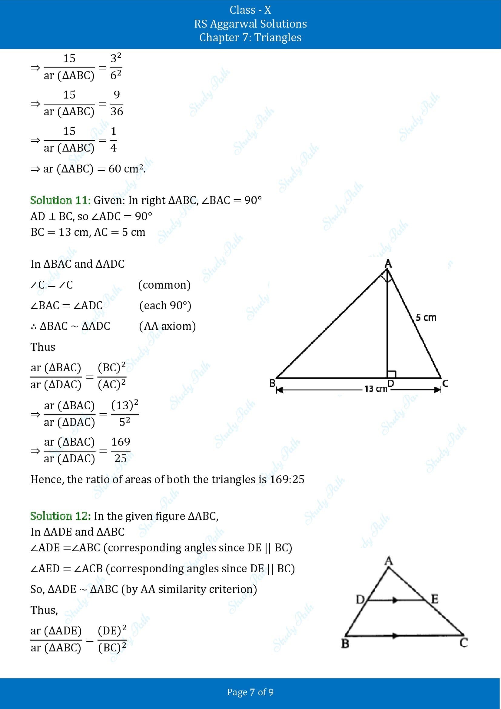 RS Aggarwal Solutions for Class 10 Chapter 7 Triangles Exercise 7C 00007