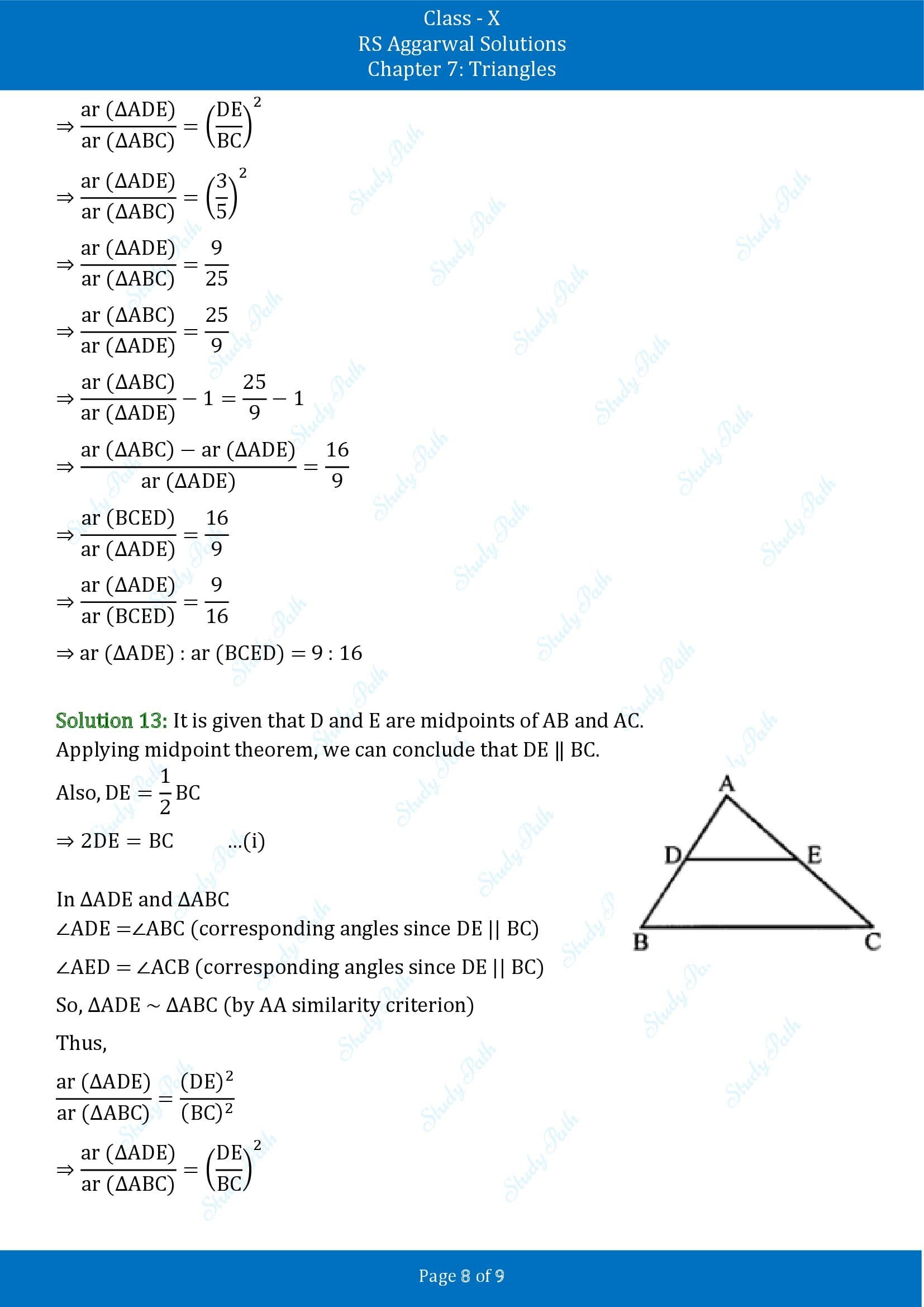 RS Aggarwal Solutions for Class 10 Chapter 7 Triangles Exercise 7C 00008