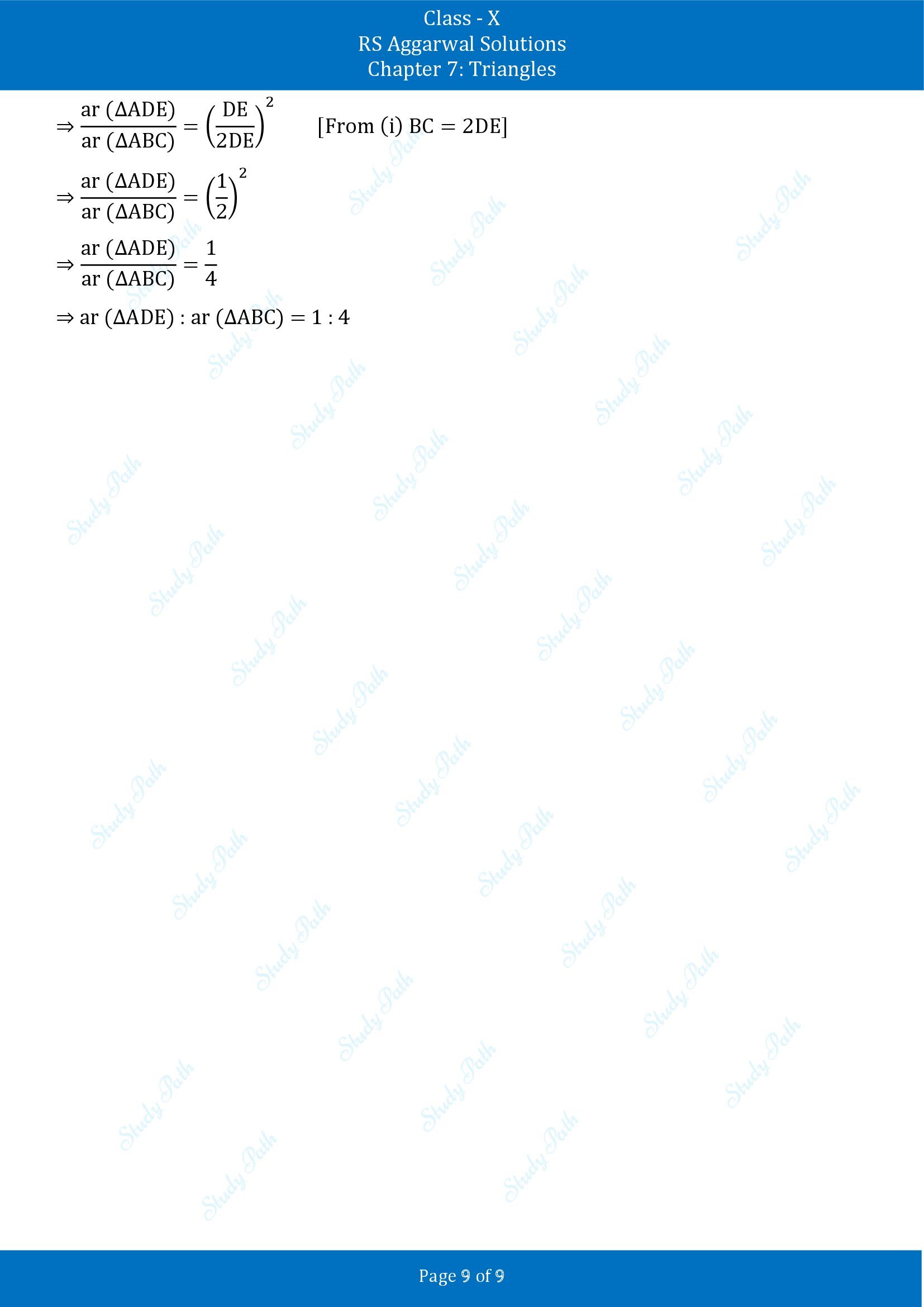 RS Aggarwal Solutions for Class 10 Chapter 7 Triangles Exercise 7C 00009