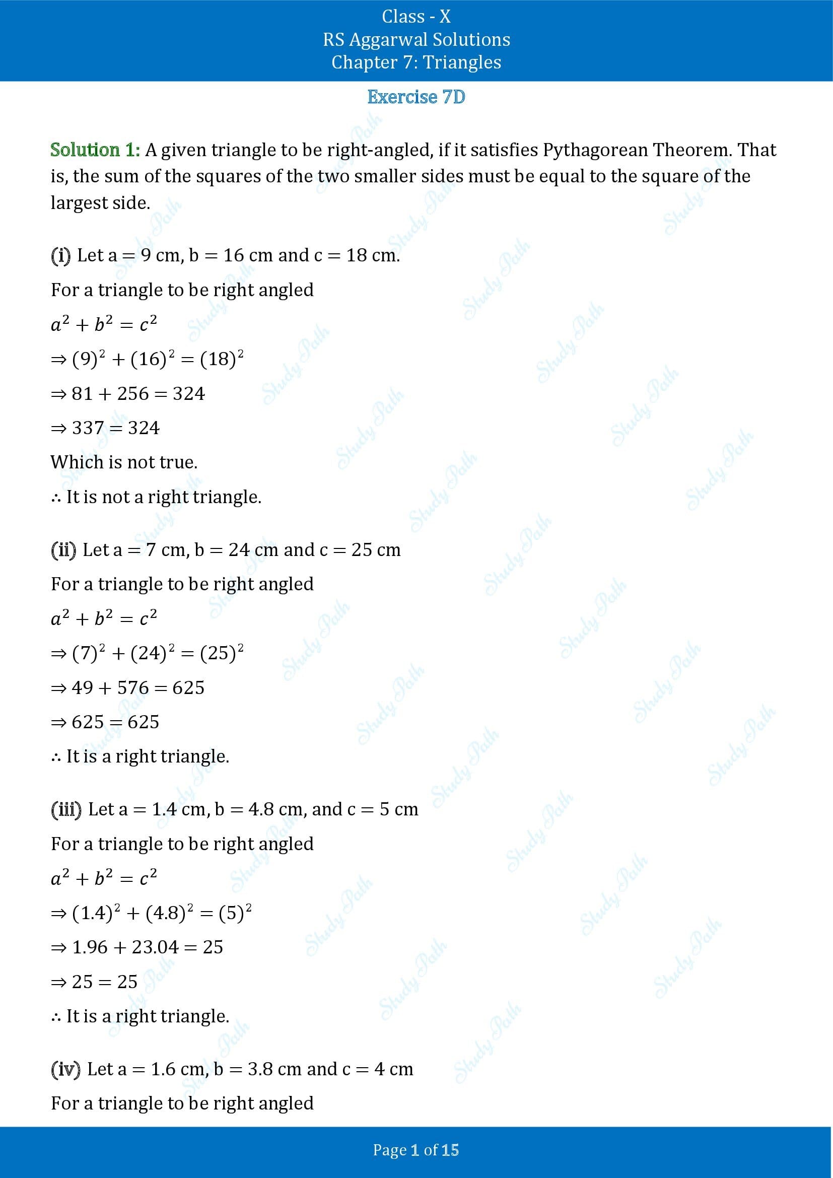 RS Aggarwal Solutions for Class 10 Chapter 7 Triangles Exercise 7D 00001