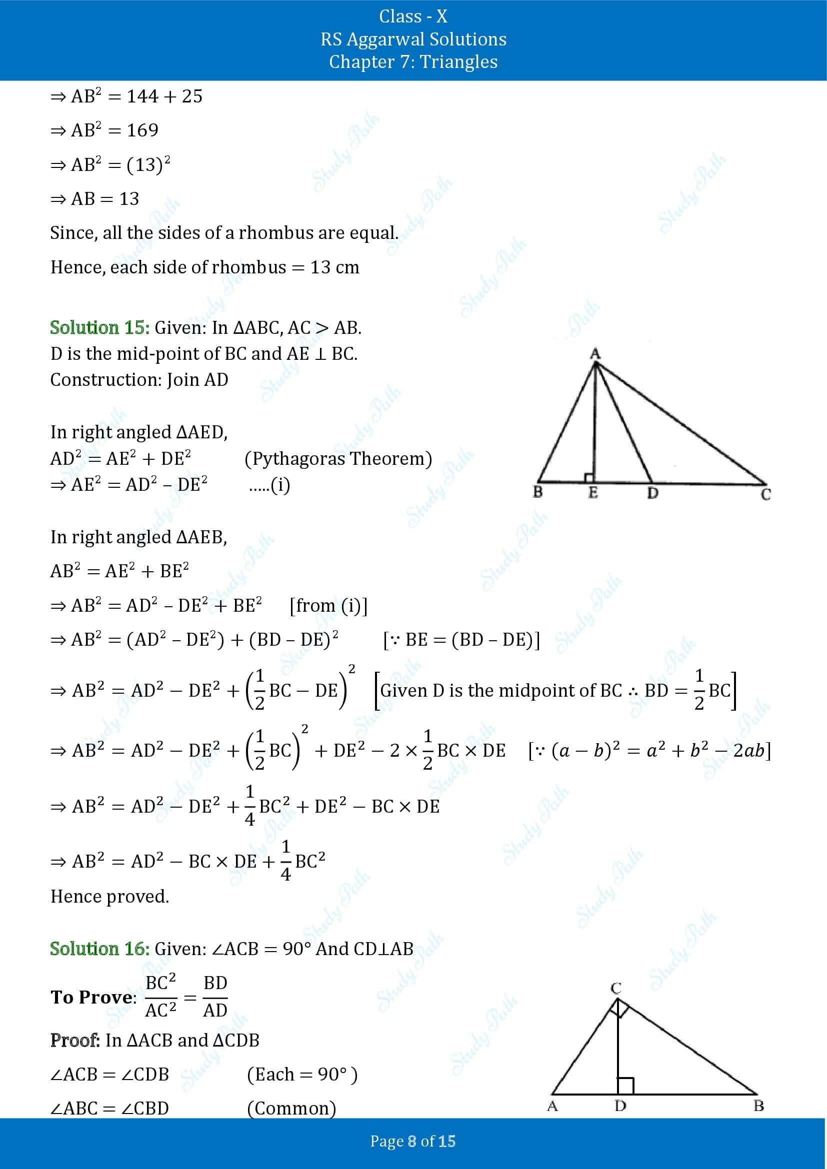 RS Aggarwal Solutions for Class 10 Chapter 7 Triangles Exercise 7D 00008