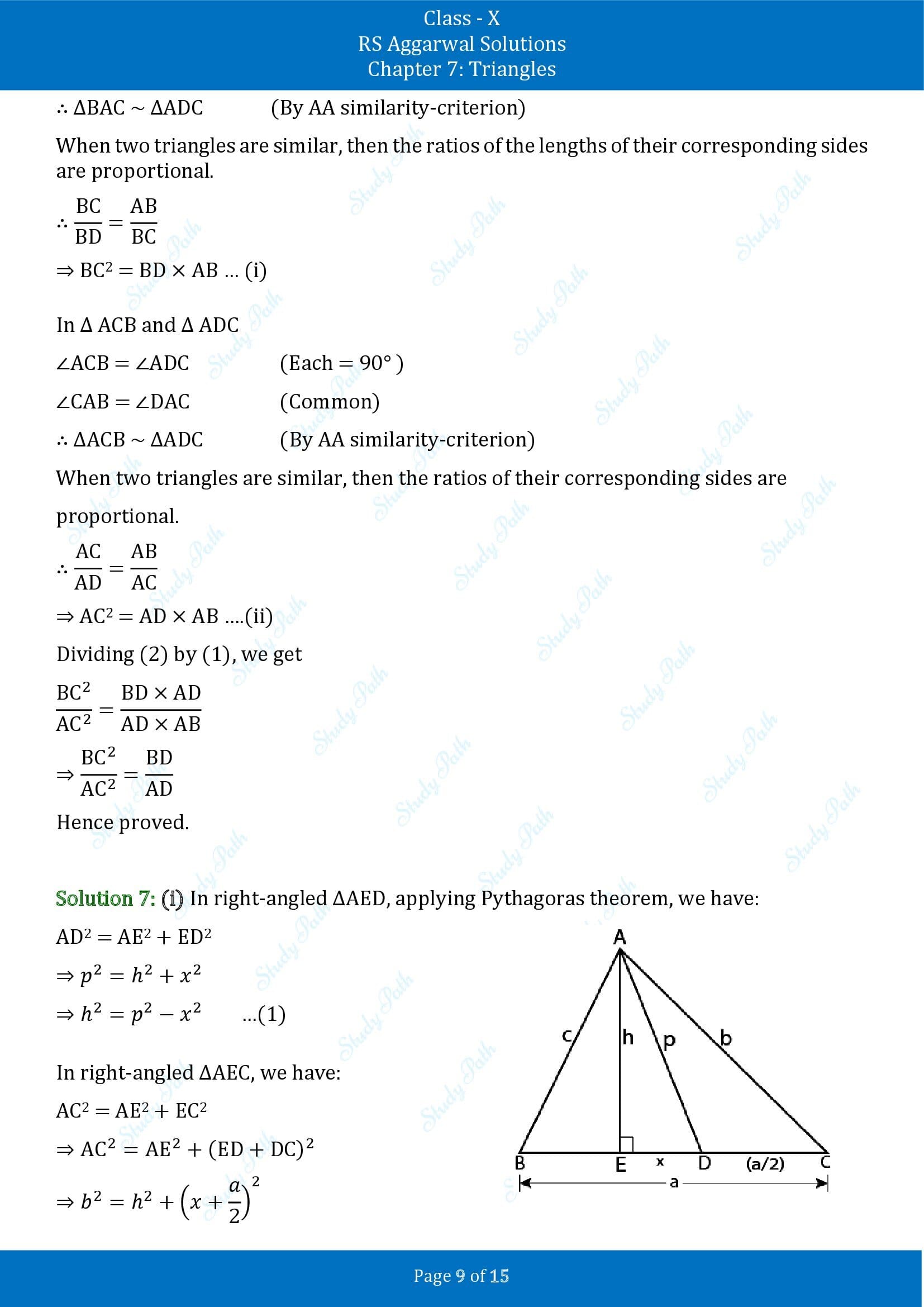 RS Aggarwal Solutions for Class 10 Chapter 7 Triangles Exercise 7D 00009