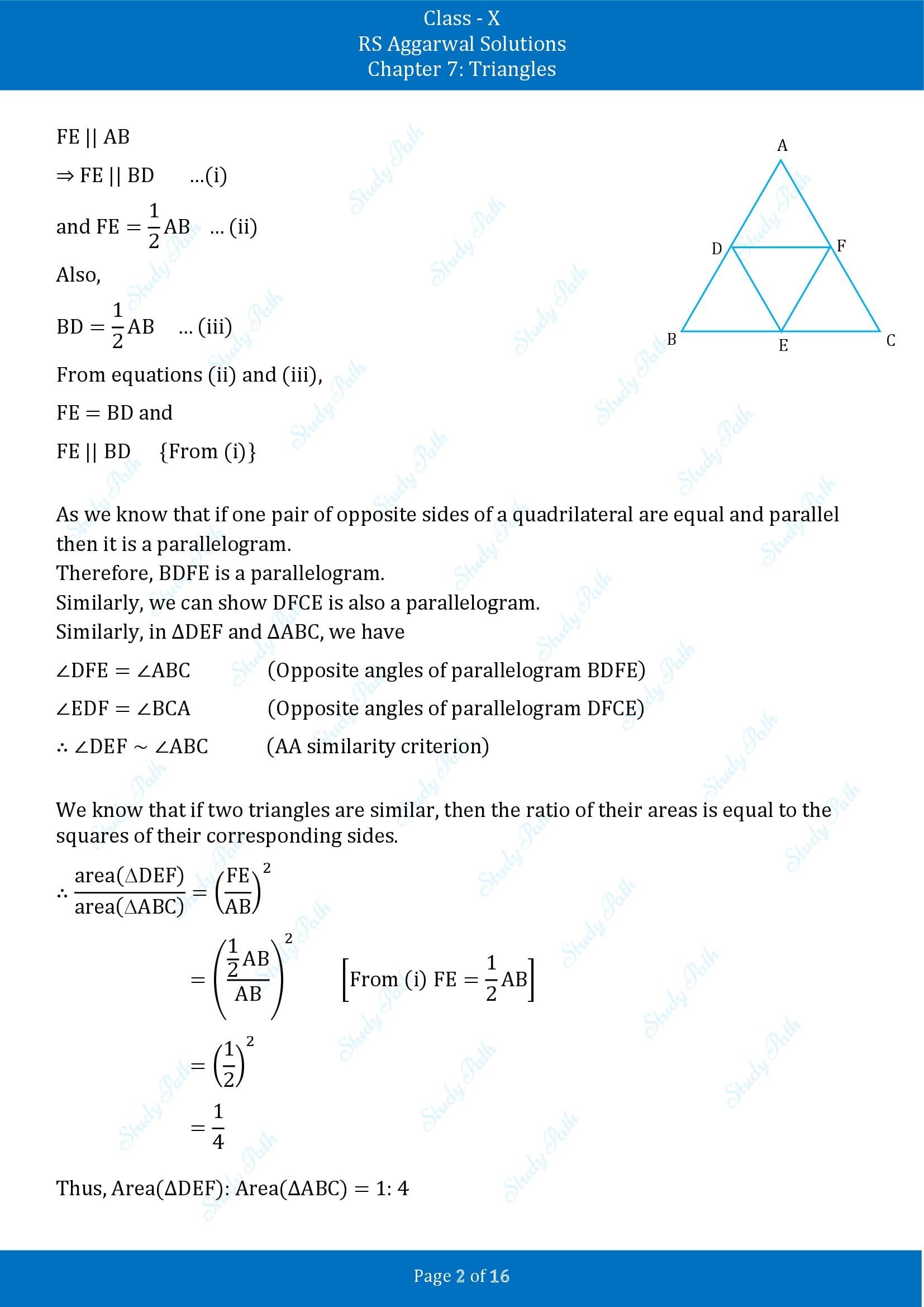 RS Aggarwal Solutions for Class 10 Chapter 7 Triangles Exercise 7E 00002