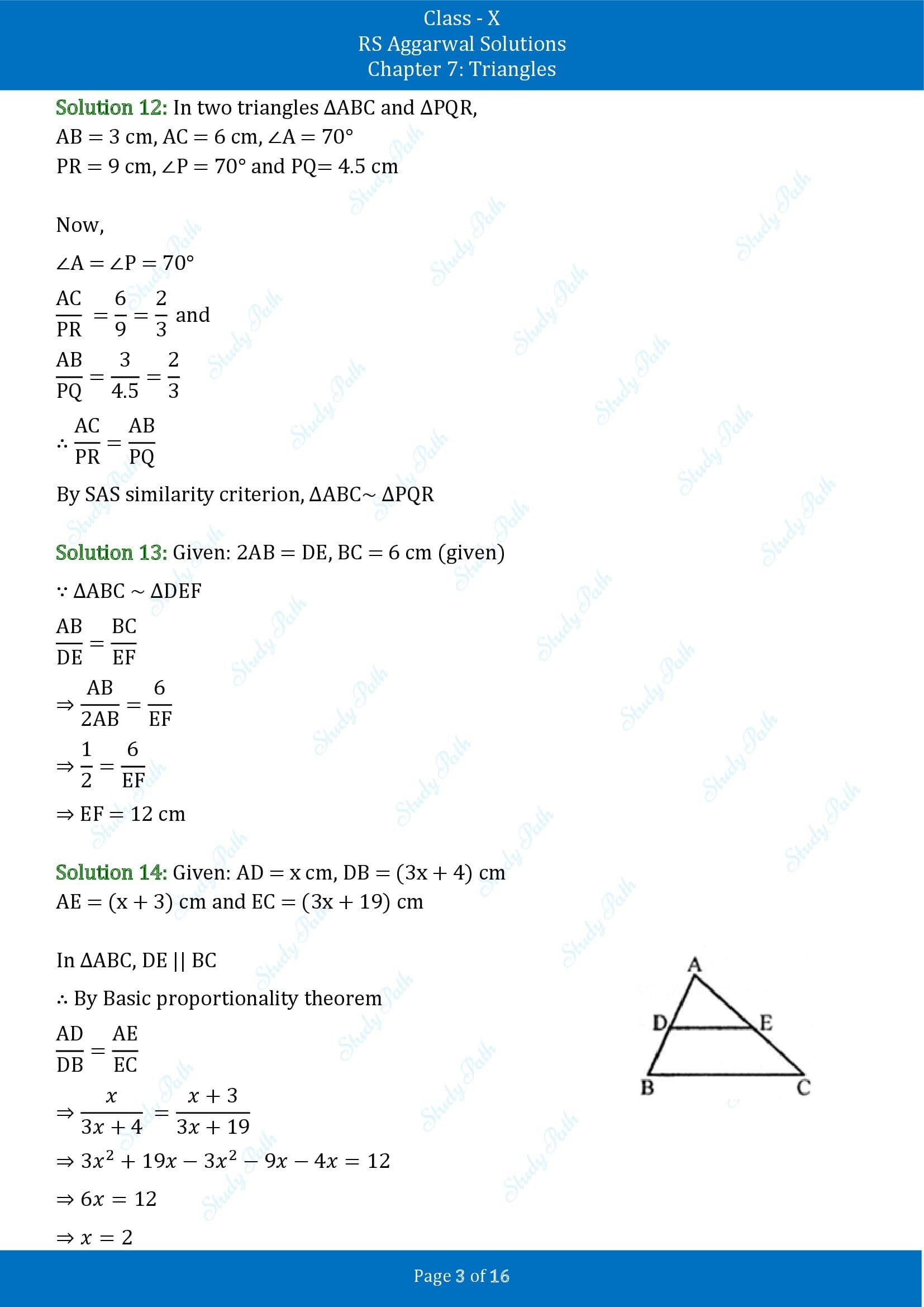 RS Aggarwal Solutions for Class 10 Chapter 7 Triangles Exercise 7E 00003