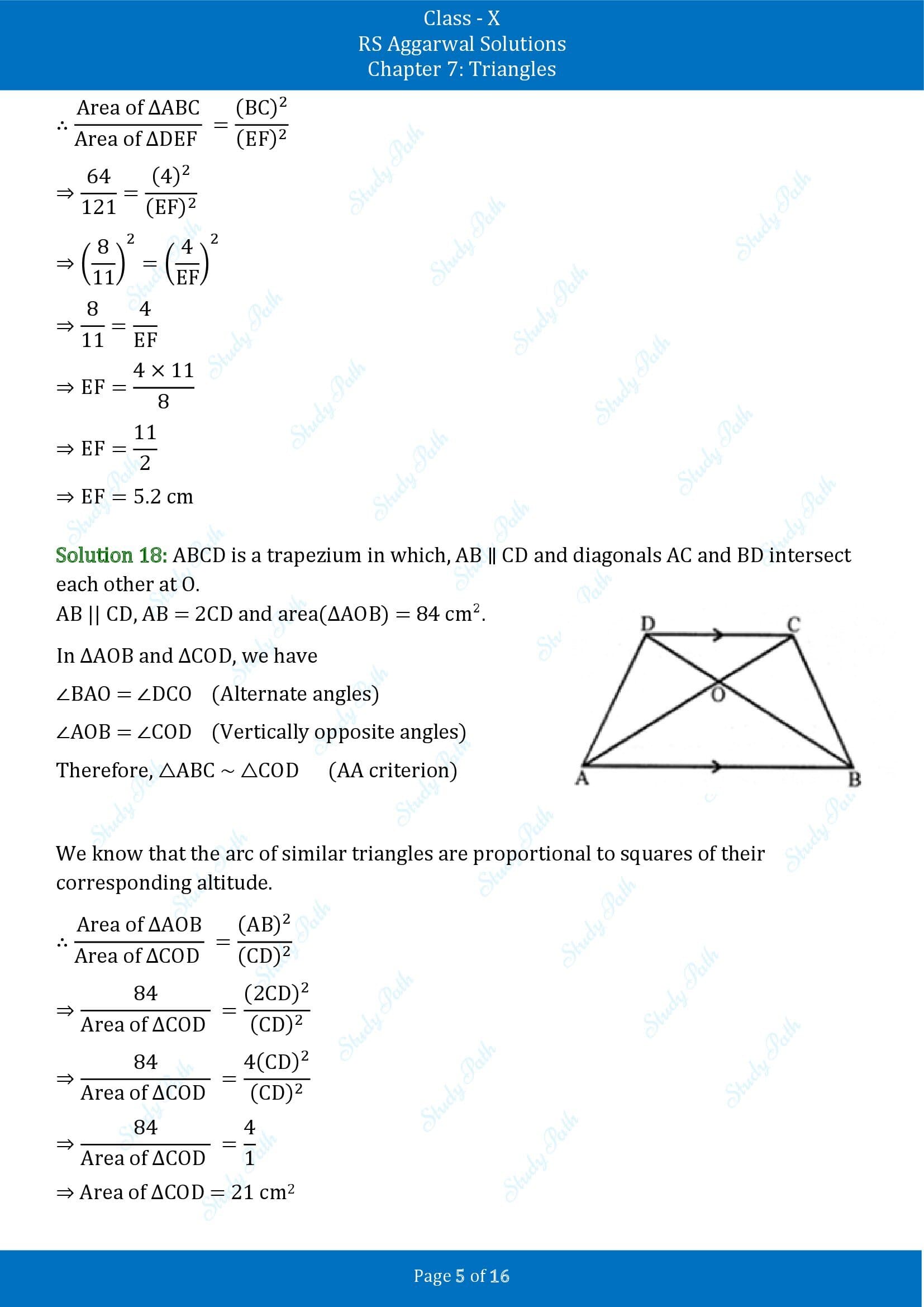 RS Aggarwal Solutions for Class 10 Chapter 7 Triangles Exercise 7E 00005