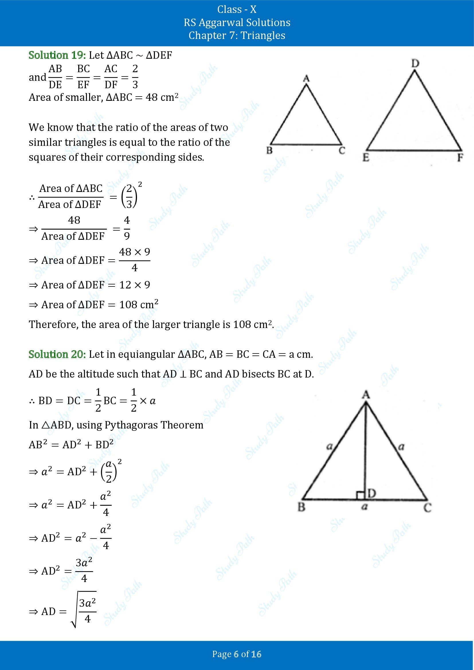 RS Aggarwal Solutions for Class 10 Chapter 7 Triangles Exercise 7E 00006