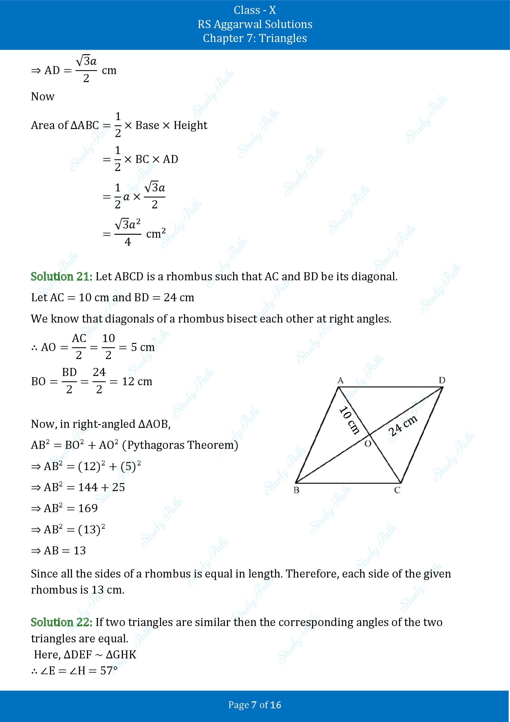 RS Aggarwal Solutions for Class 10 Chapter 7 Triangles Exercise 7E 00007