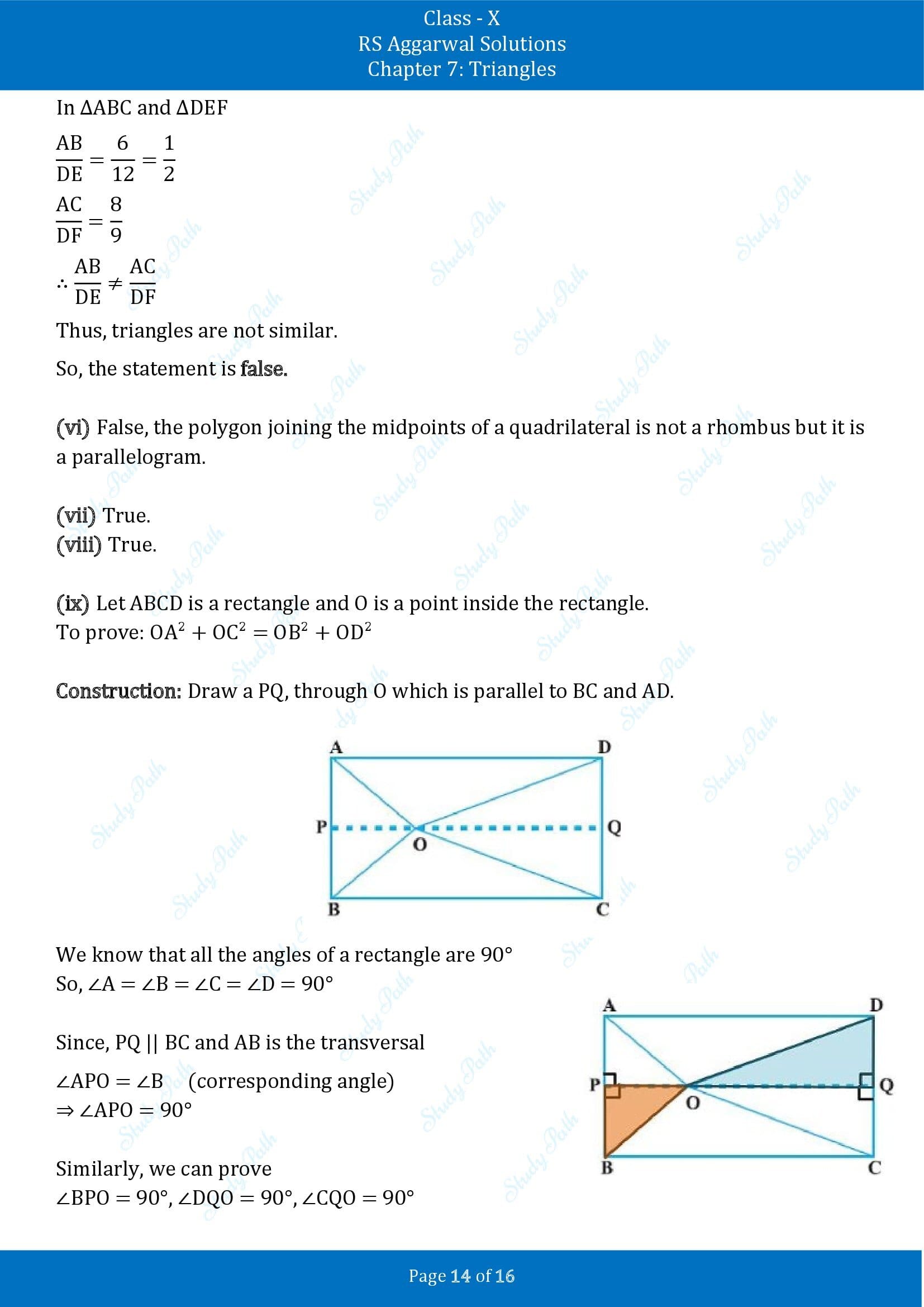 RS Aggarwal Solutions for Class 10 Chapter 7 Triangles Exercise 7E 00014