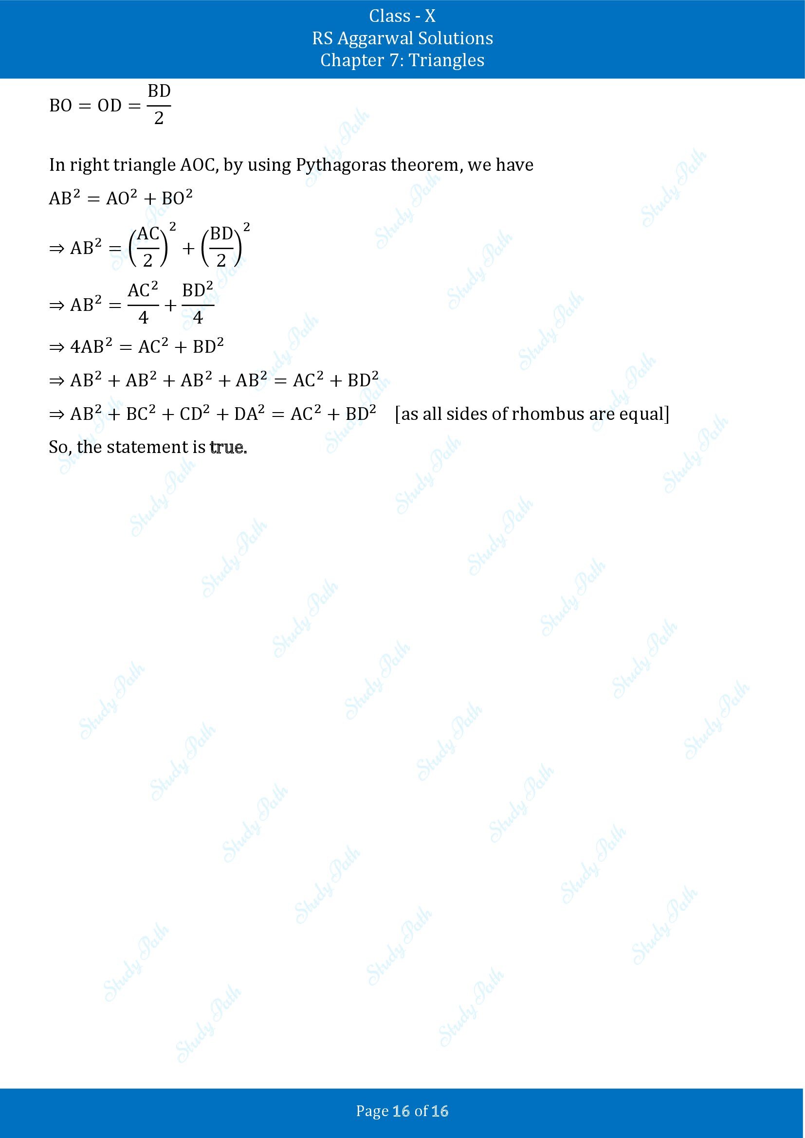 RS Aggarwal Solutions for Class 10 Chapter 7 Triangles Exercise 7E 00016