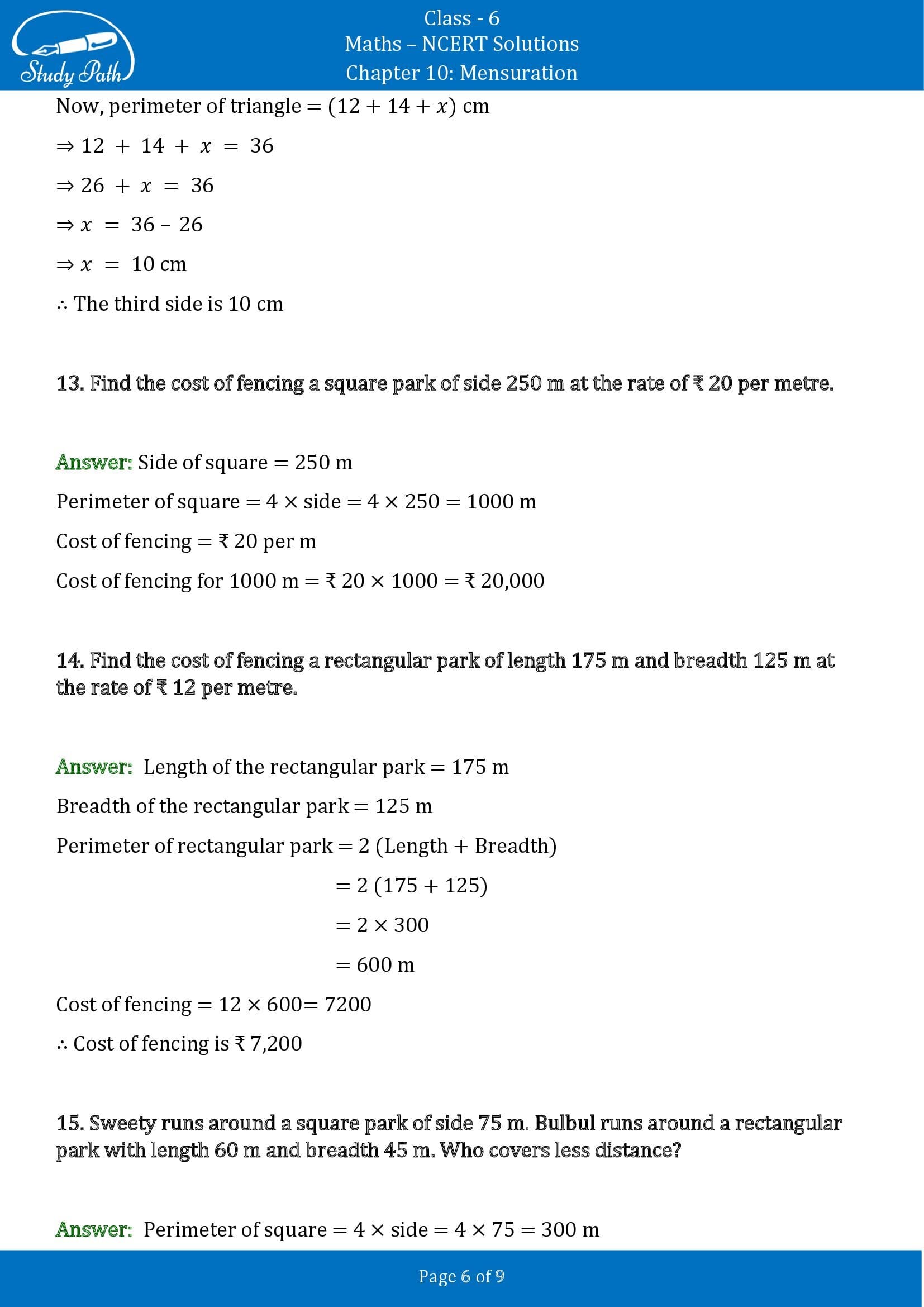 NCERT Solutions for Class 6 Maths Chapter 10 Mensuration Exercise 10.1 00006