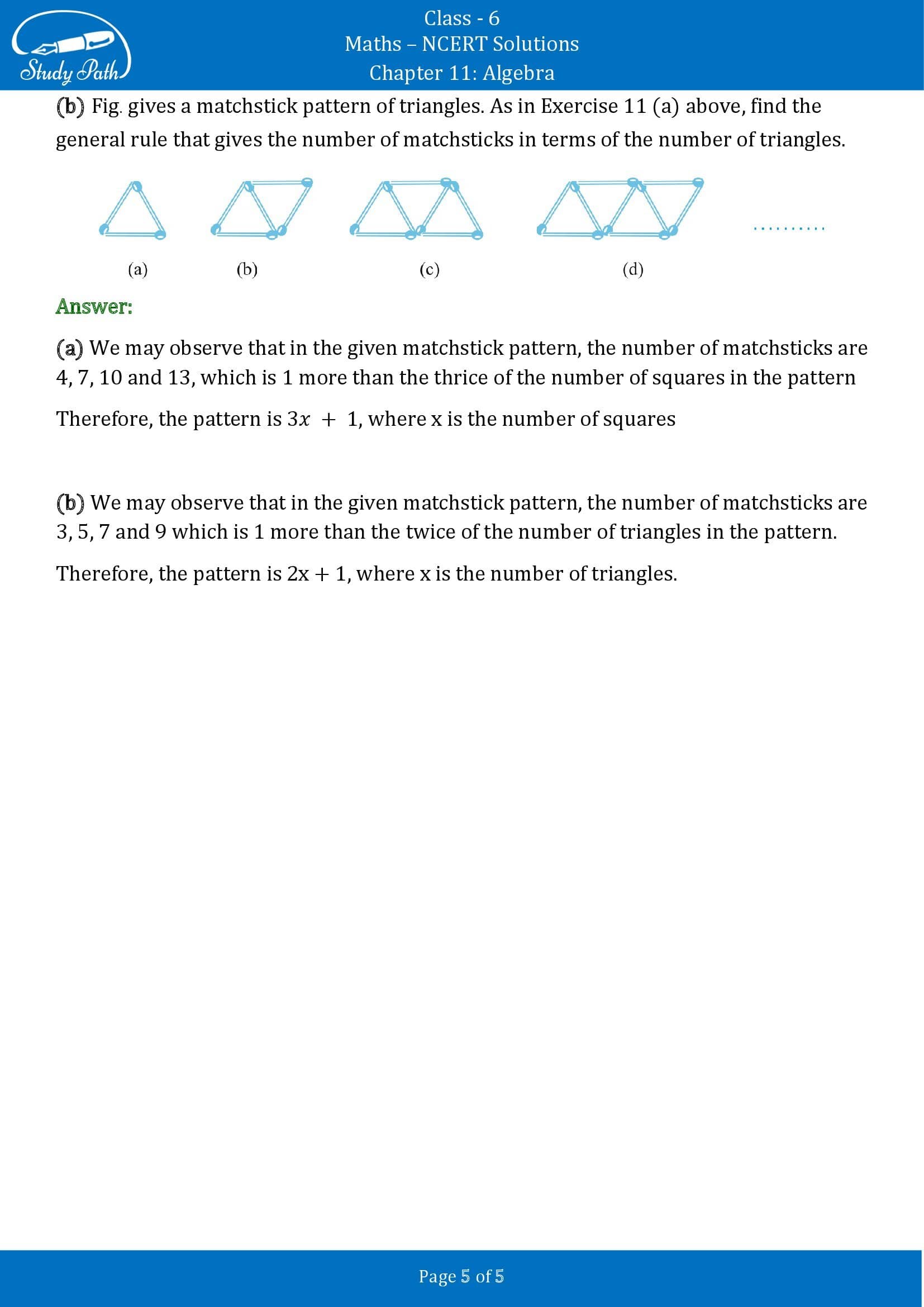NCERT Solutions for Class 6 Maths Chapter 11 Algebra Exercise 11.1 00005