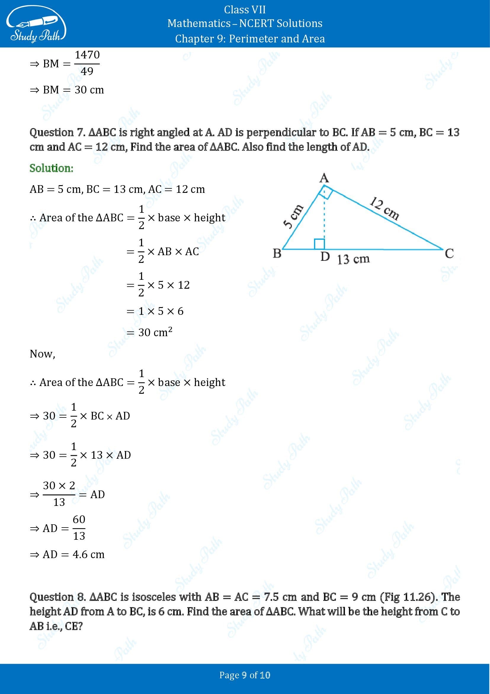 NCERT Solutions for Class 7 Maths Chapter 9 Perimeter and Area Exercise 9.1 00009