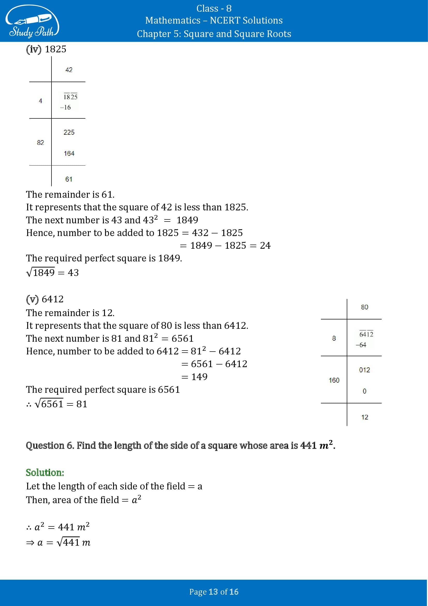 NCERT Solutions for Class 8 Maths Chapter 5 Squares and Square Roots Exercise 5.4 00013