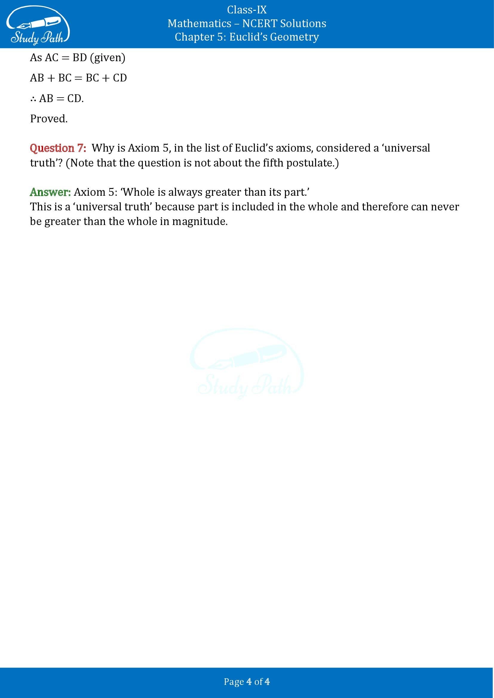 NCERT Solutions for Class 9 Maths Chapter 5 Euclids Geometry 00004