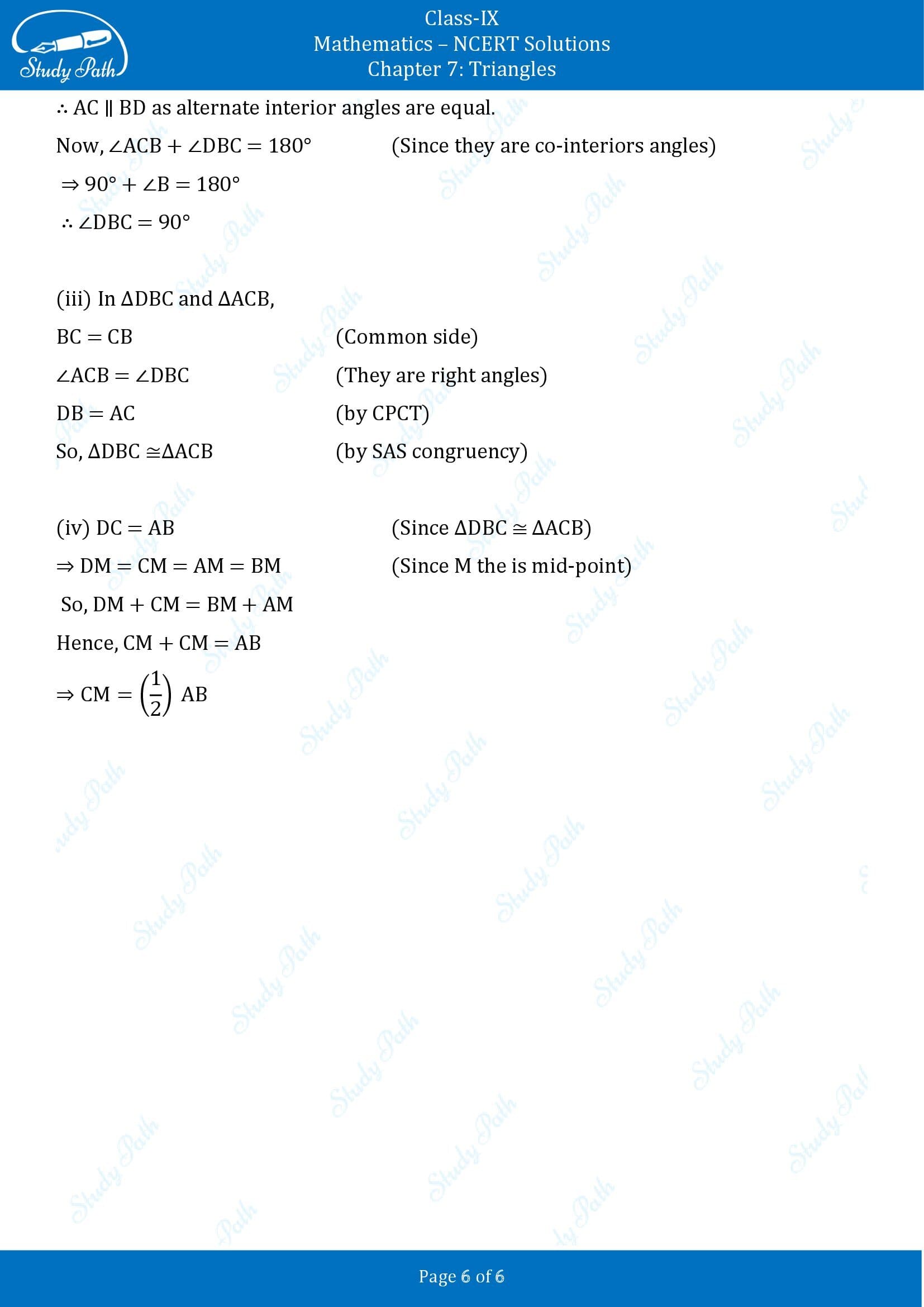 NCERT Solutions for Class 9 Maths Chapter 7 Triangles Exercise 7.1 00006